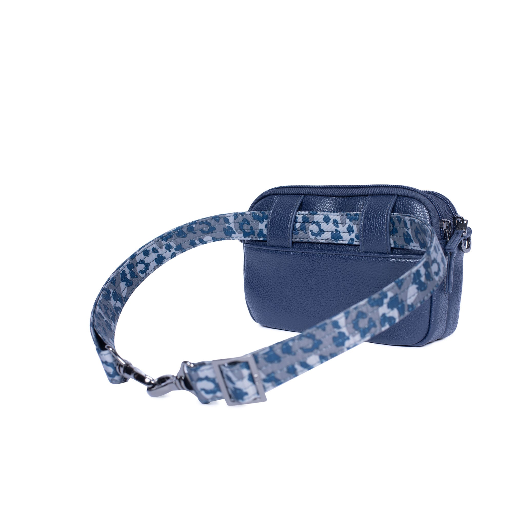 Coupe Classic VL Convertible Crossbody Bag - NAVY BLUE - CoupeVL_NavyBlueLeopardNavyStrap_04
