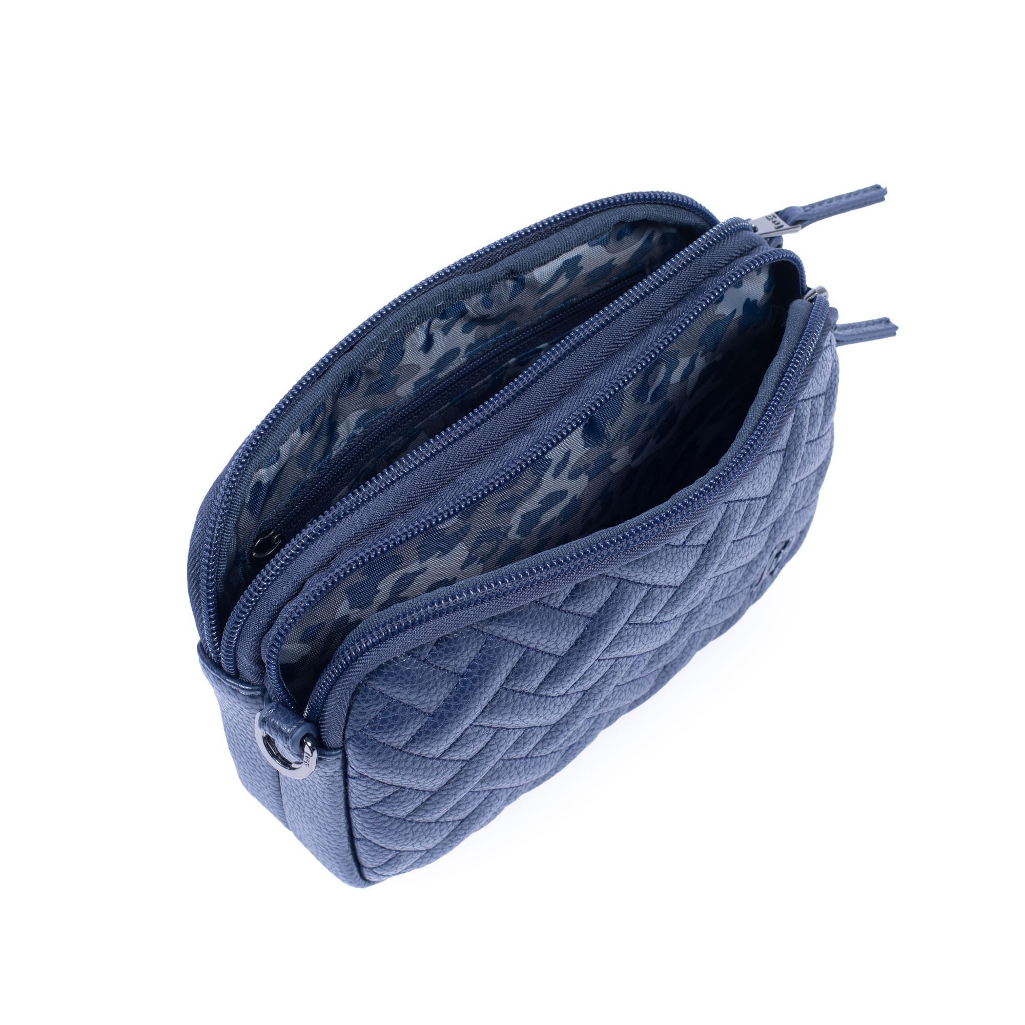 Coupe Classic VL Convertible Crossbody Bag - NAVY BLUE - CoupeVL_NavyBlueLeopardNavyStrap_05
