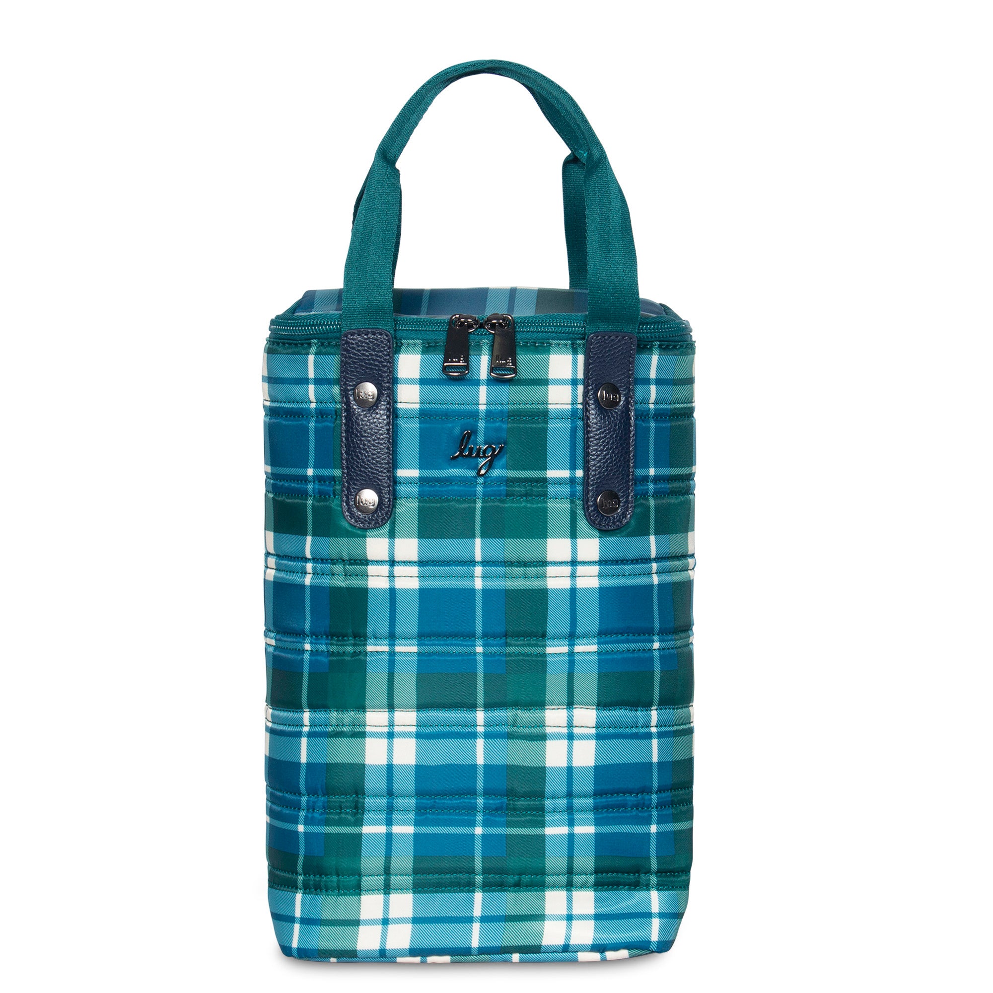 Cradle Wine Tote - FLANNEL PLAID NAVY - Cradle_PopPlaidNavy_01