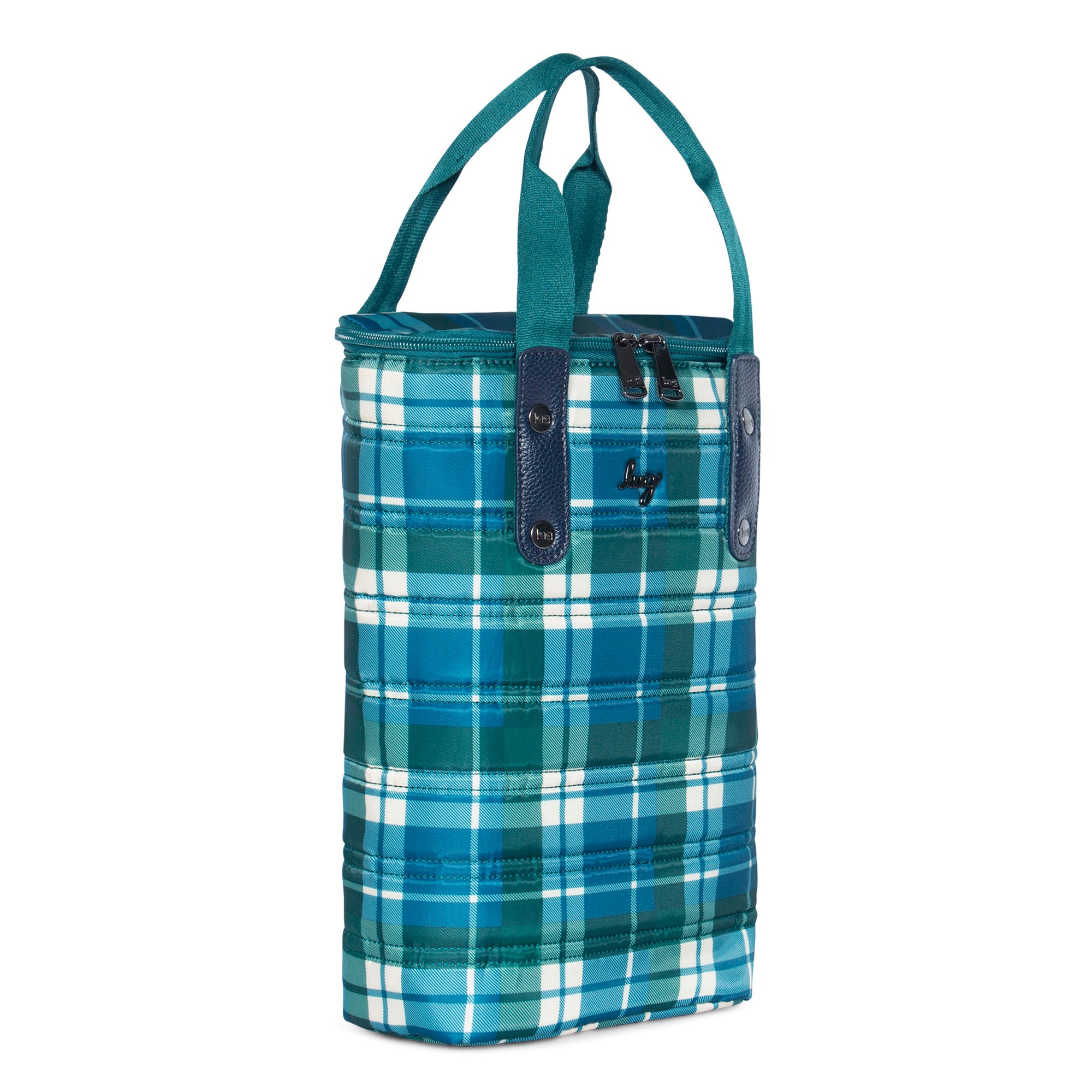 Cradle Wine Tote - FLANNEL PLAID NAVY - Cradle_PopPlaidNavy_02
