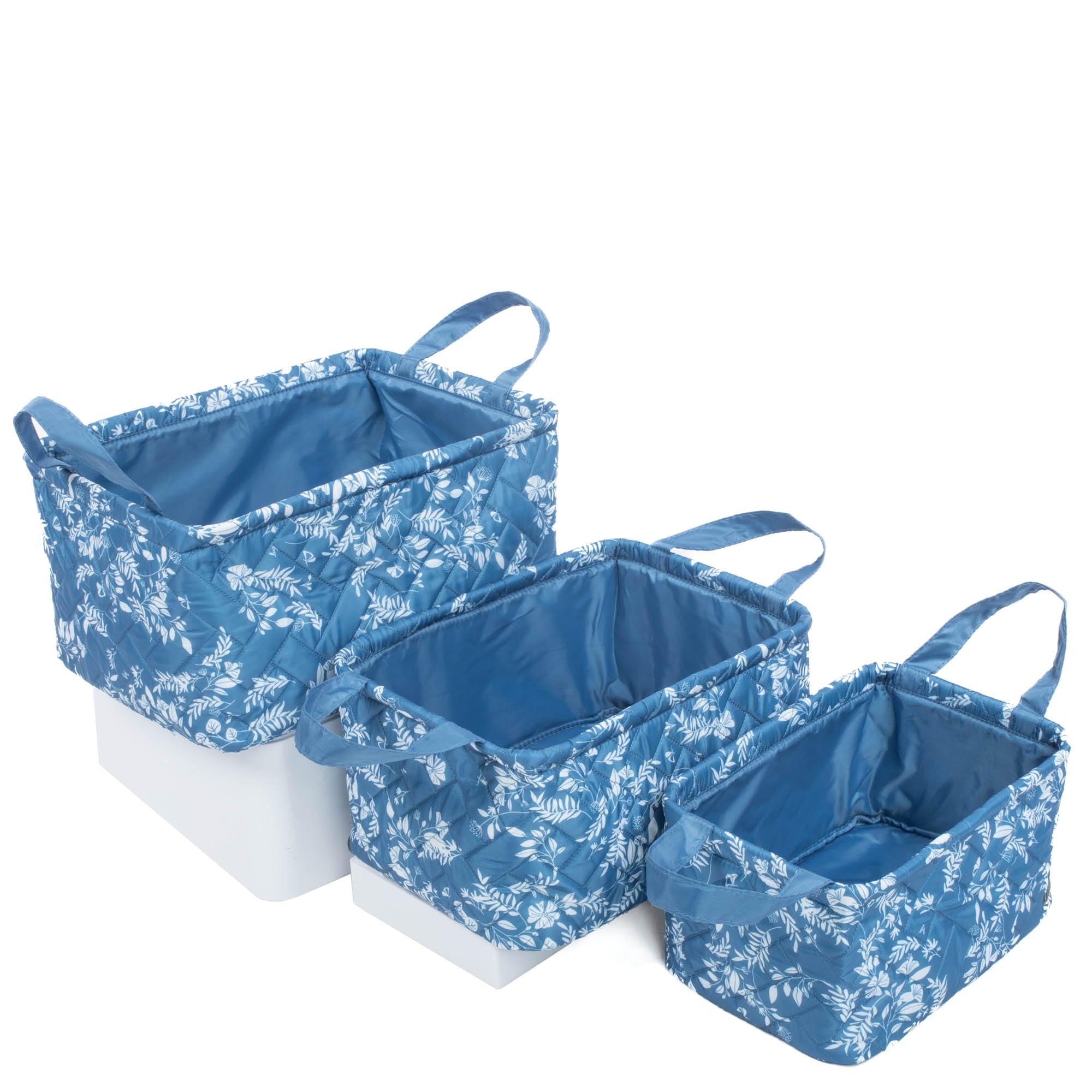 Crescendo 3pc Reversible Storage Bins - FLOURISH BLUE CHARM BLUE - Crescendo_FlourishBlue_02
