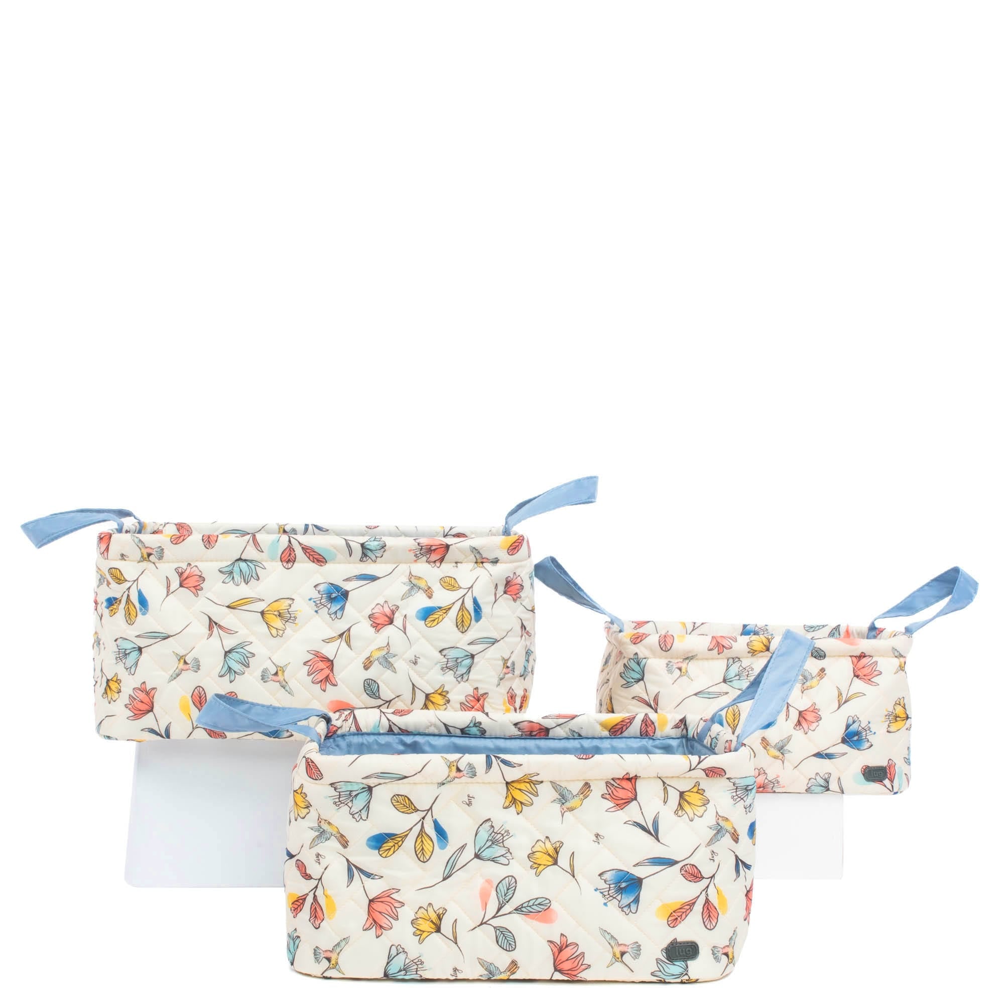 Crescendo 3pc Reversible Storage Bins - HUMMINGBIRD FLORAL BLUE MOON ICEPOP - Crescendo_HummingbirdFloralBlueMoon_01