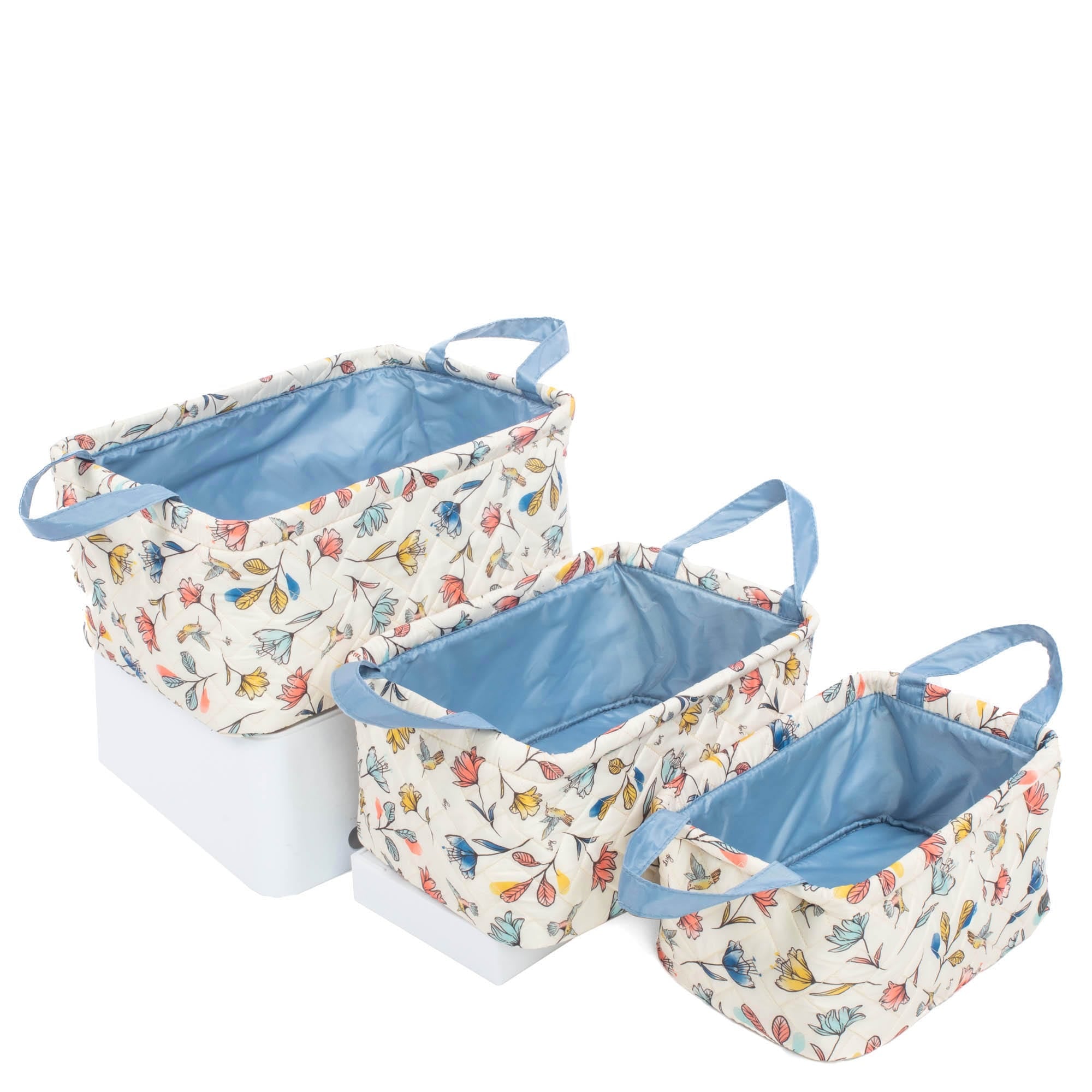 Crescendo 3pc Reversible Storage Bins - HUMMINGBIRD FLORAL BLUE MOON ICEPOP - Crescendo_HummingbirdFloralBlueMoon_02