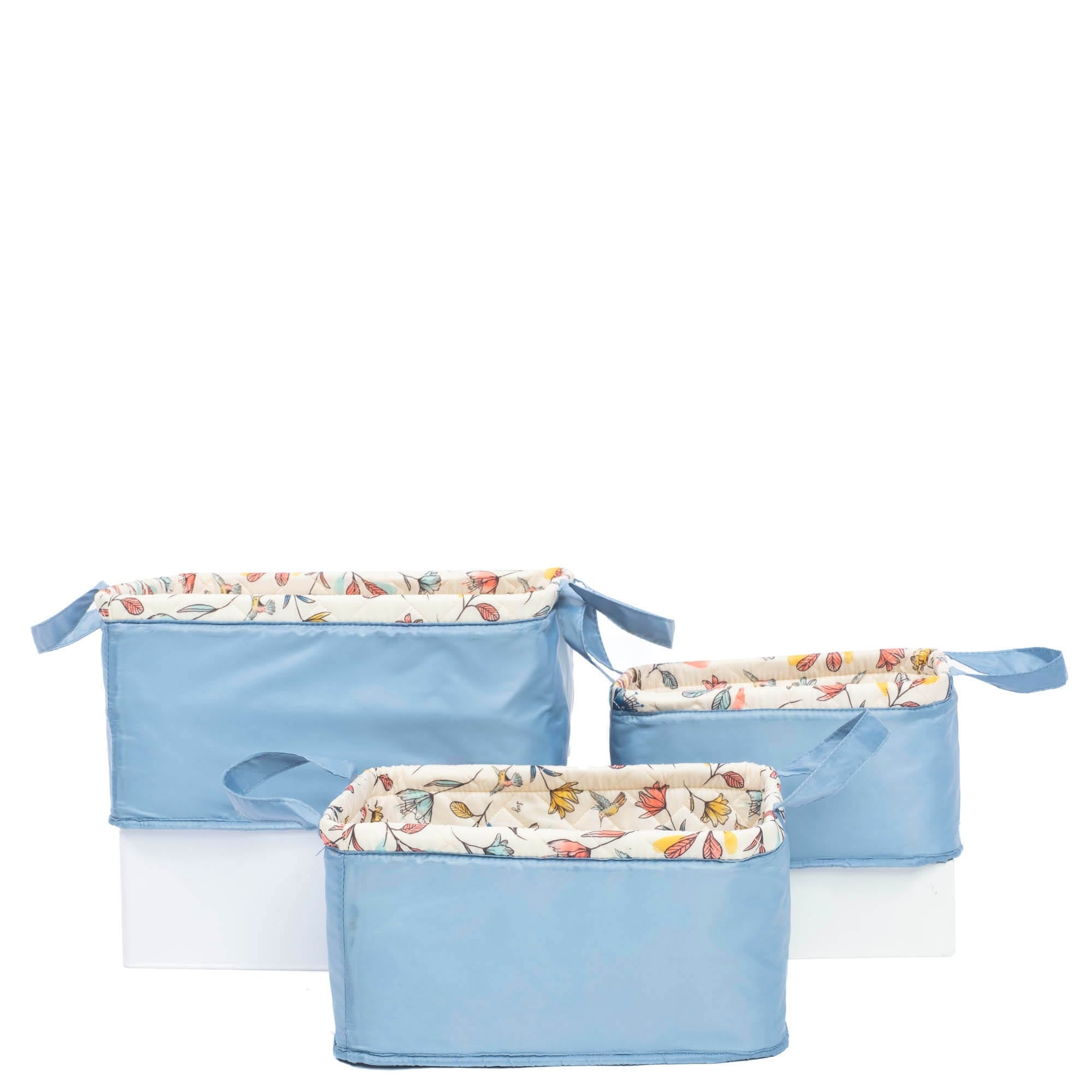 Crescendo 3pc Reversible Storage Bins - HUMMINGBIRD FLORAL BLUE MOON ICEPOP - Crescendo_HummingbirdFloralBlueMoon_05