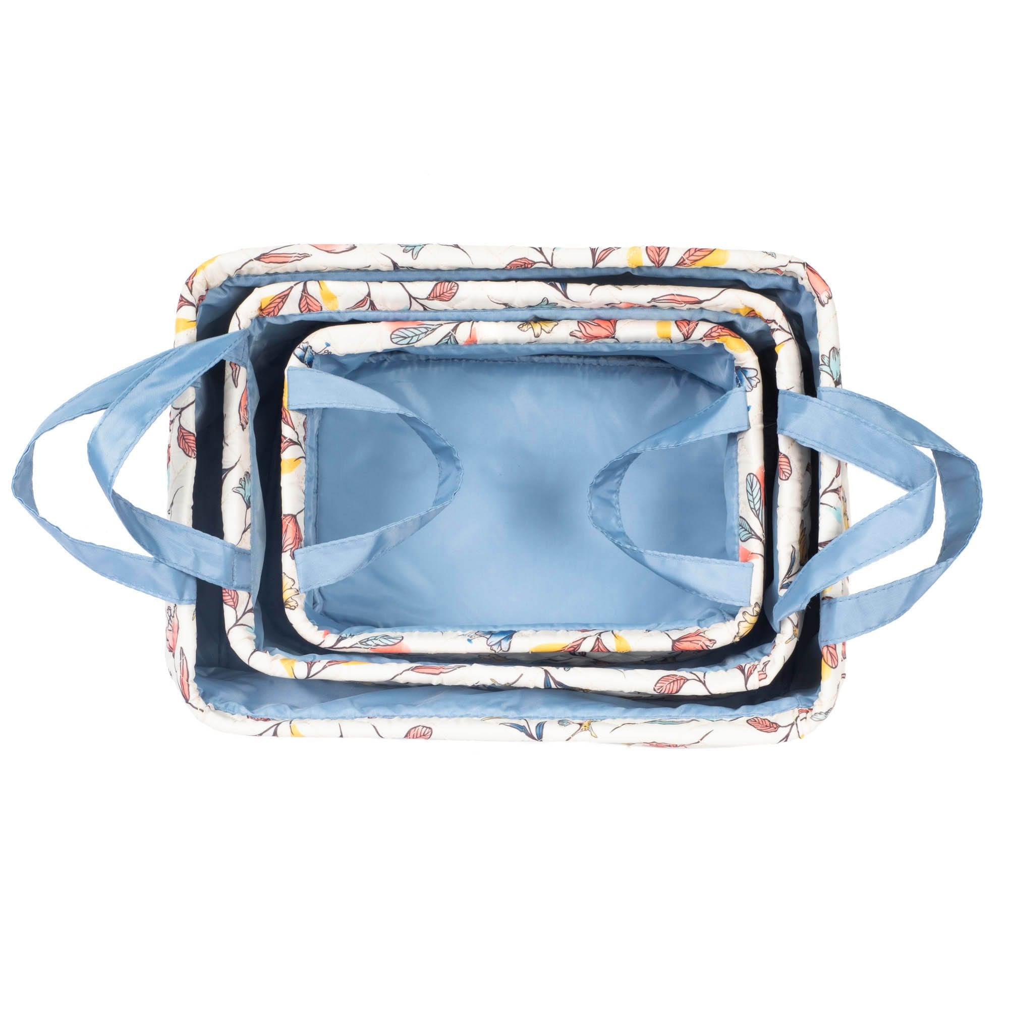 Crescendo 3pc Reversible Storage Bins - HUMMINGBIRD FLORAL BLUE MOON ICEPOP - Crescendo_HummingbirdFloralBlueMoon_06