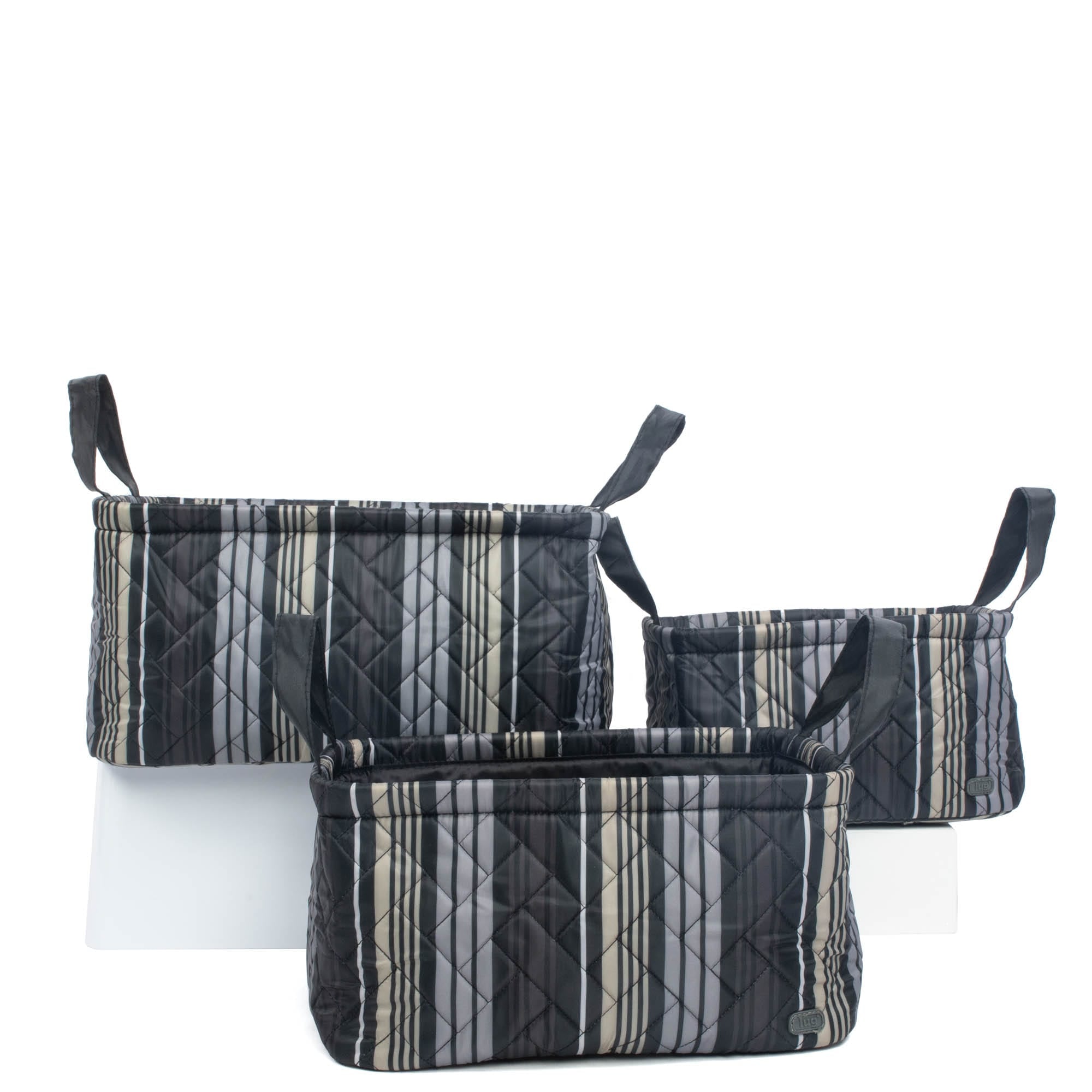 Crescendo 3pc Reversible Storage Bins - LOVE STRIPE BLACK BLACK - Crescendo_LoveStripeBlack_01