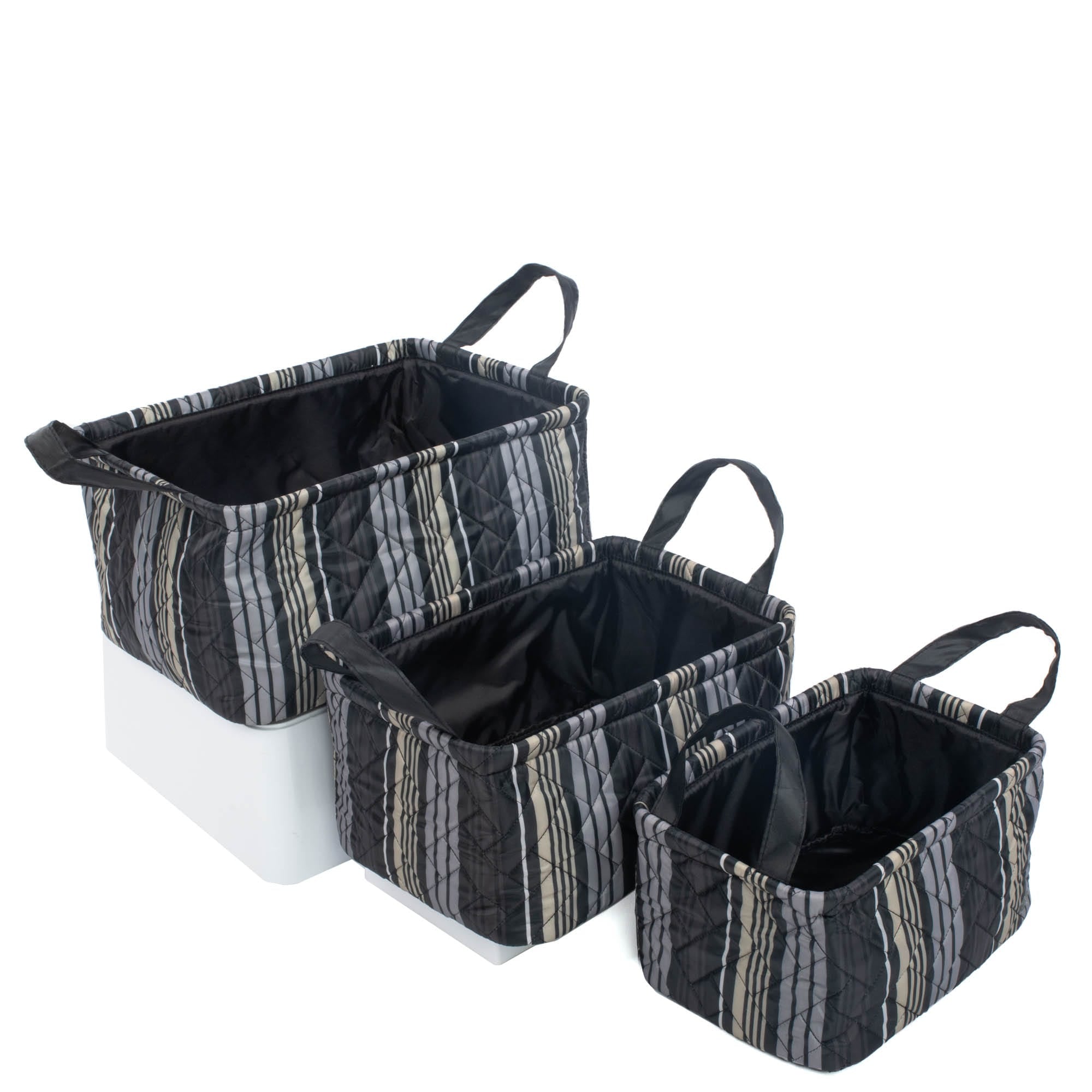 Crescendo 3pc Reversible Storage Bins - LOVE STRIPE BLACK BLACK - Crescendo_LoveStripeBlack_02
