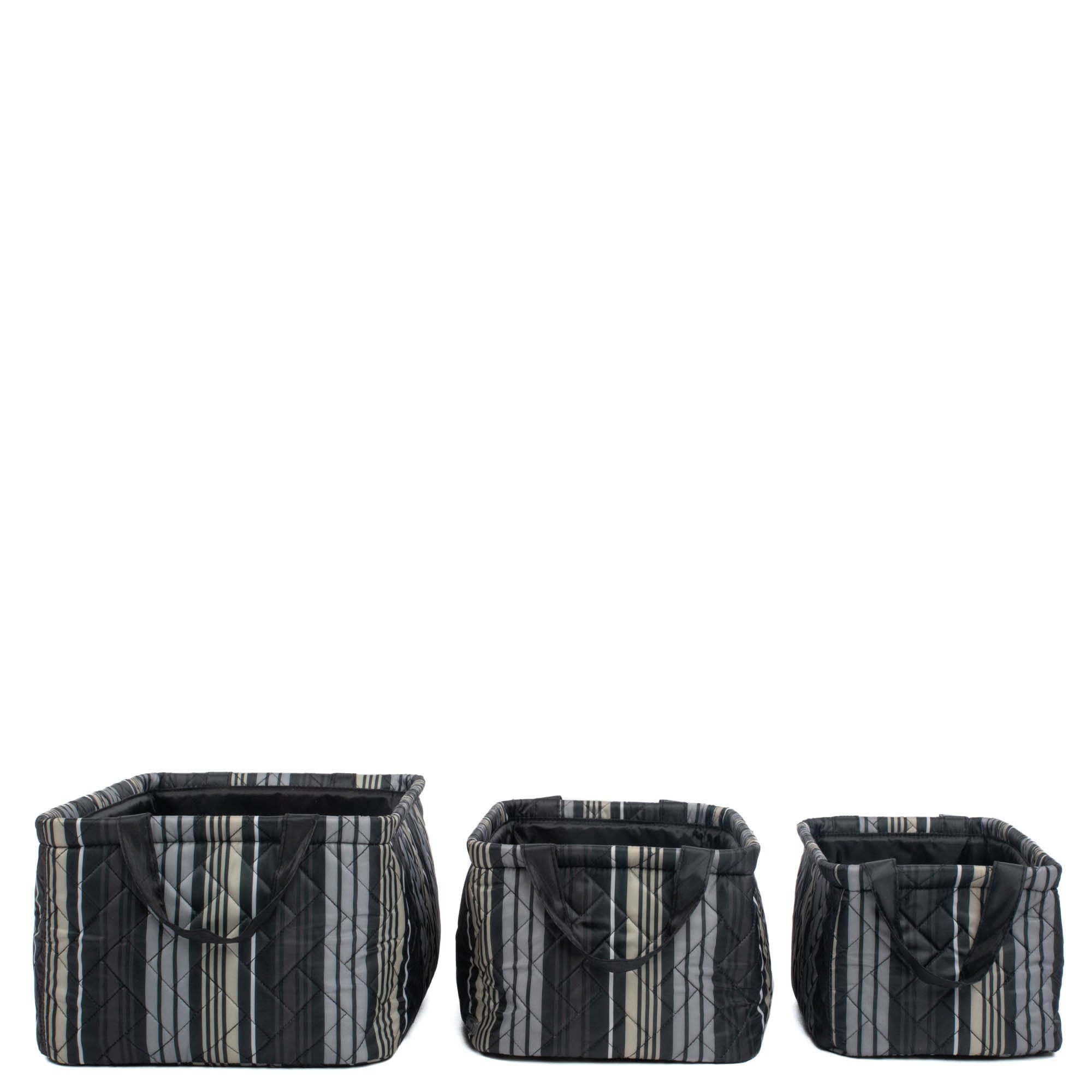 Crescendo 3pc Reversible Storage Bins - LOVE STRIPE BLACK BLACK - Crescendo_LoveStripeBlack_03