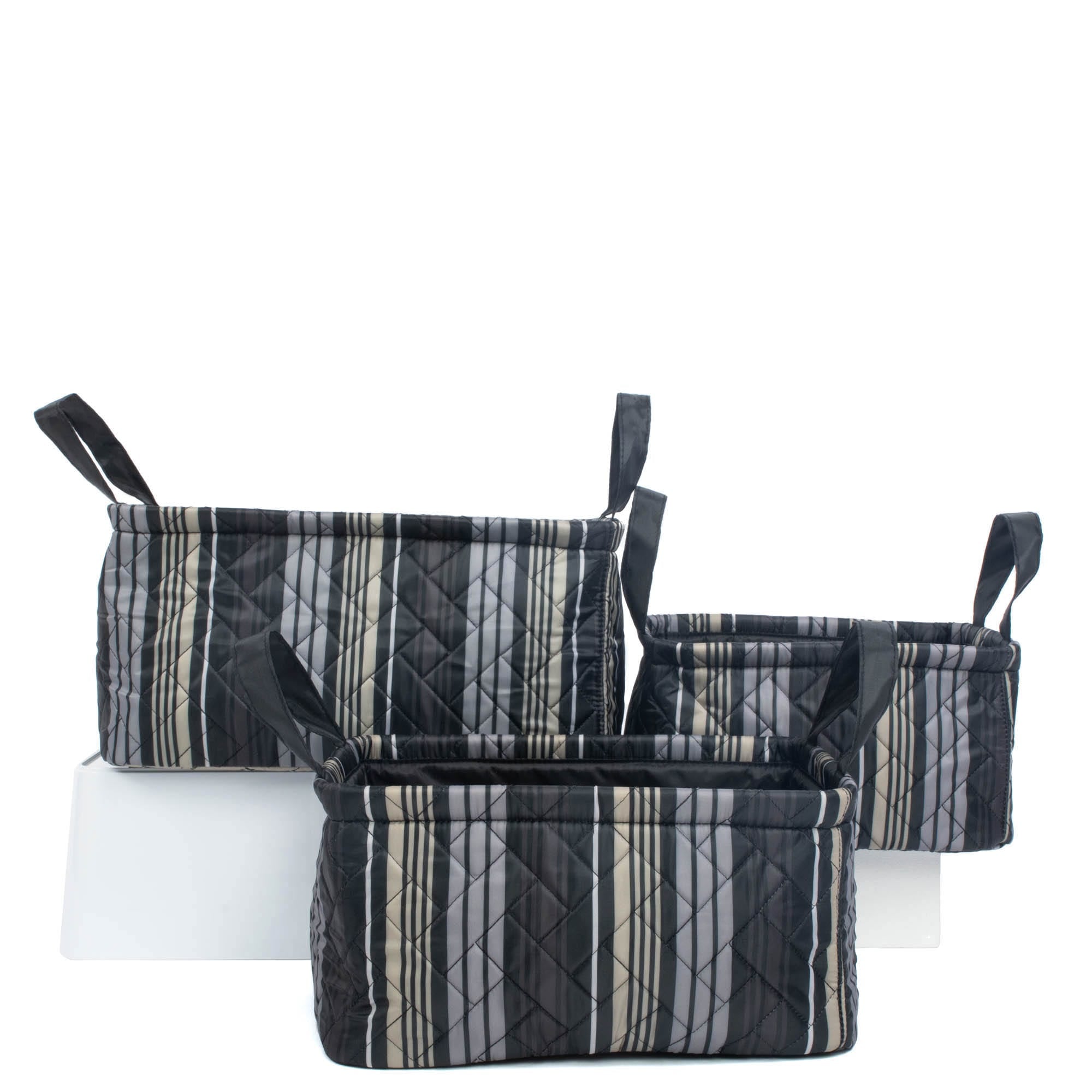 Crescendo 3pc Reversible Storage Bins - LOVE STRIPE BLACK BLACK - Crescendo_LoveStripeBlack_04