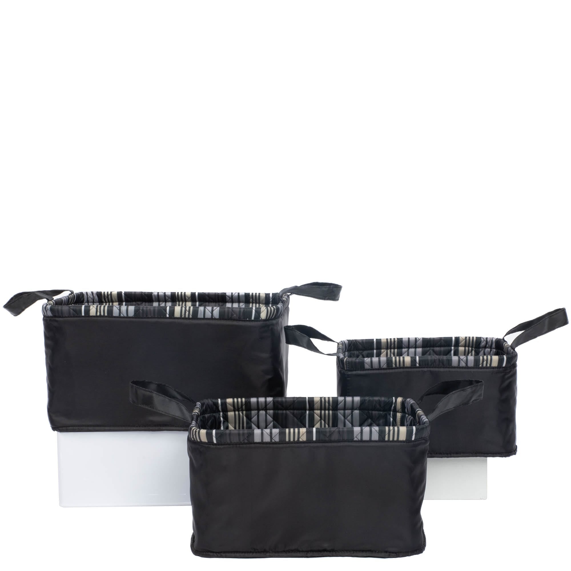 Crescendo 3pc Reversible Storage Bins - LOVE STRIPE BLACK BLACK - Crescendo_LoveStripeBlack_05