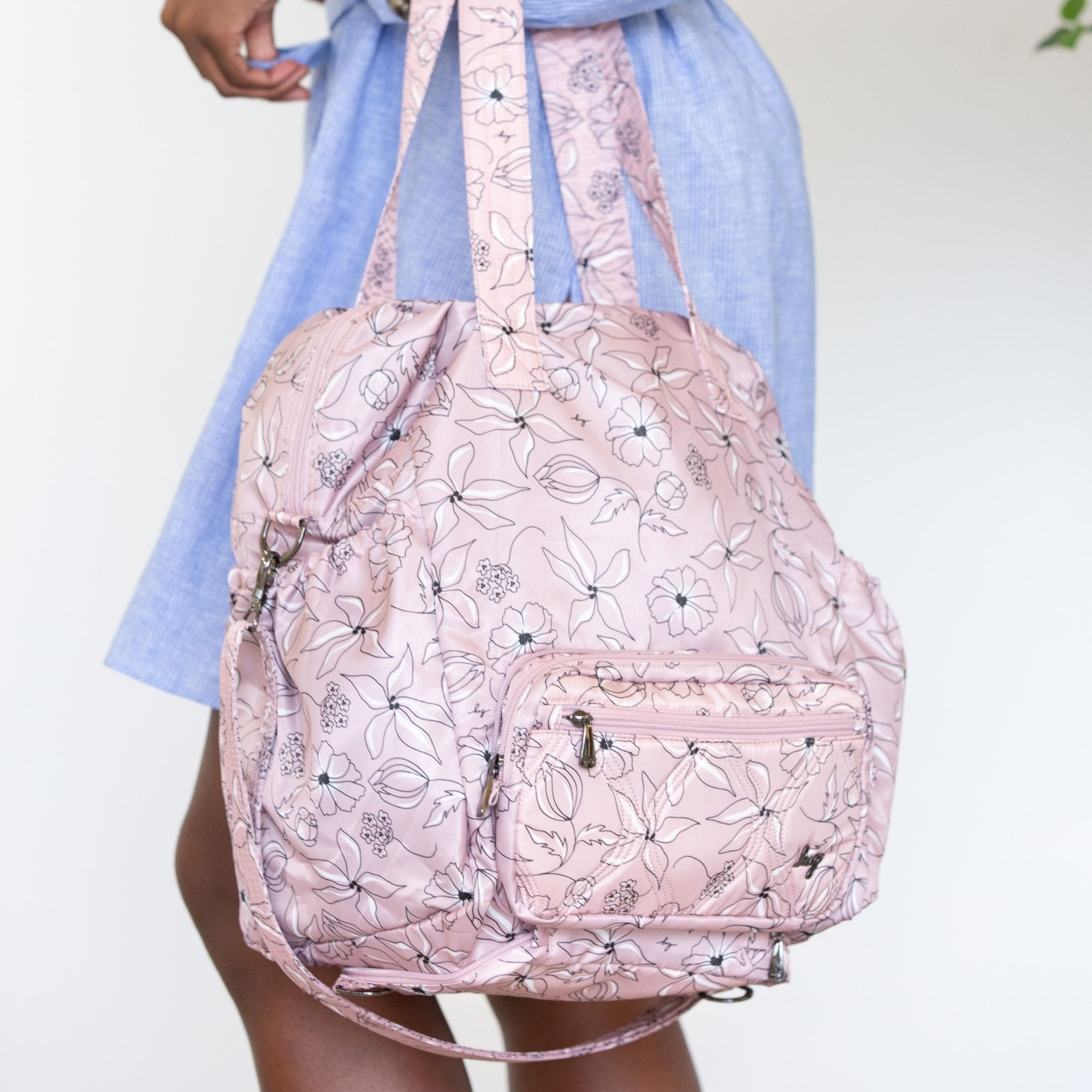 Crescendo Convertible Shopper with Crossbody - SKETCH FLORAL BLUSH - Crescendo_SketchFloral