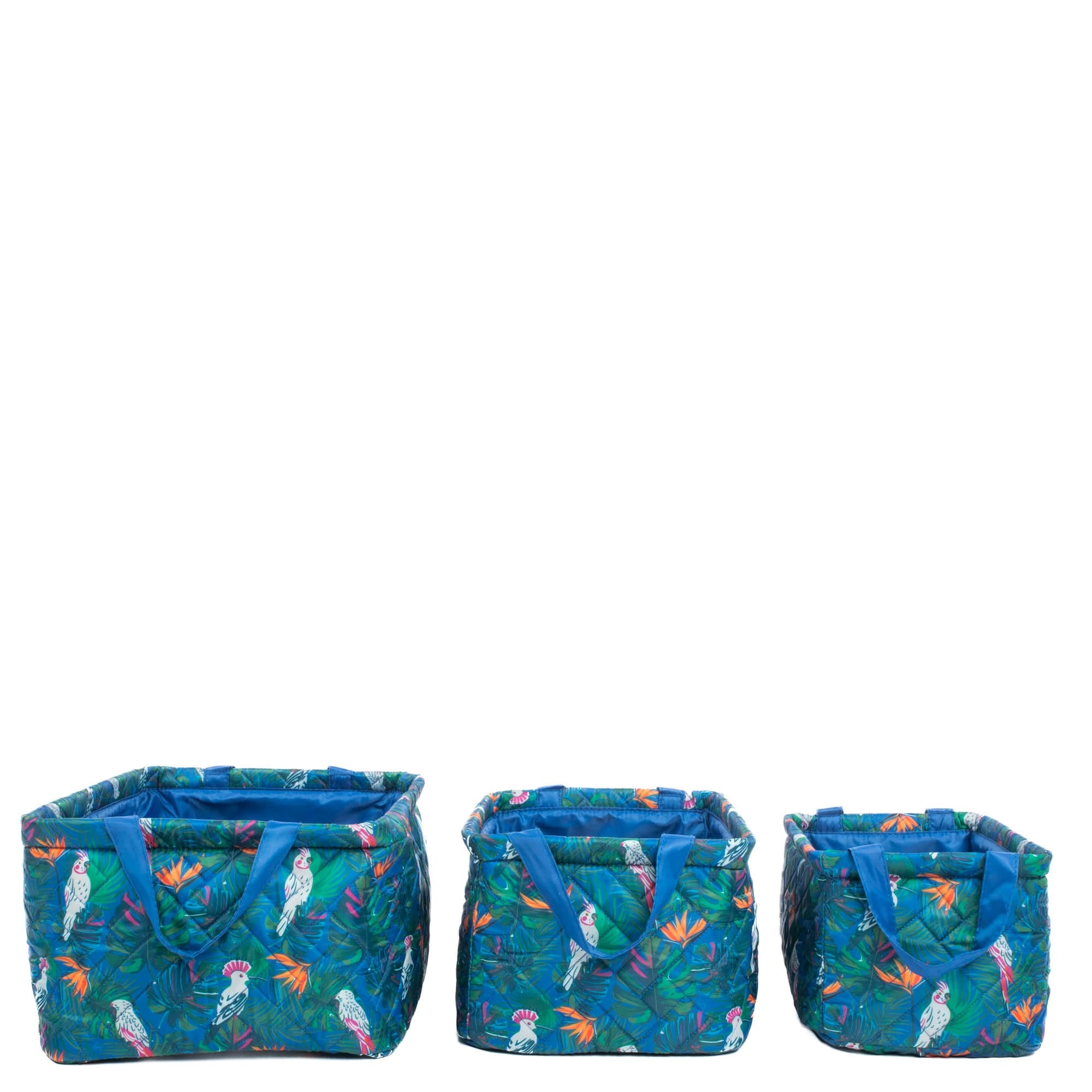Crescendo 3pc Reversible Storage Bins - TROPICAL BIRDS BLUE - Crescendo_TropicalBirdsBlueBase_03