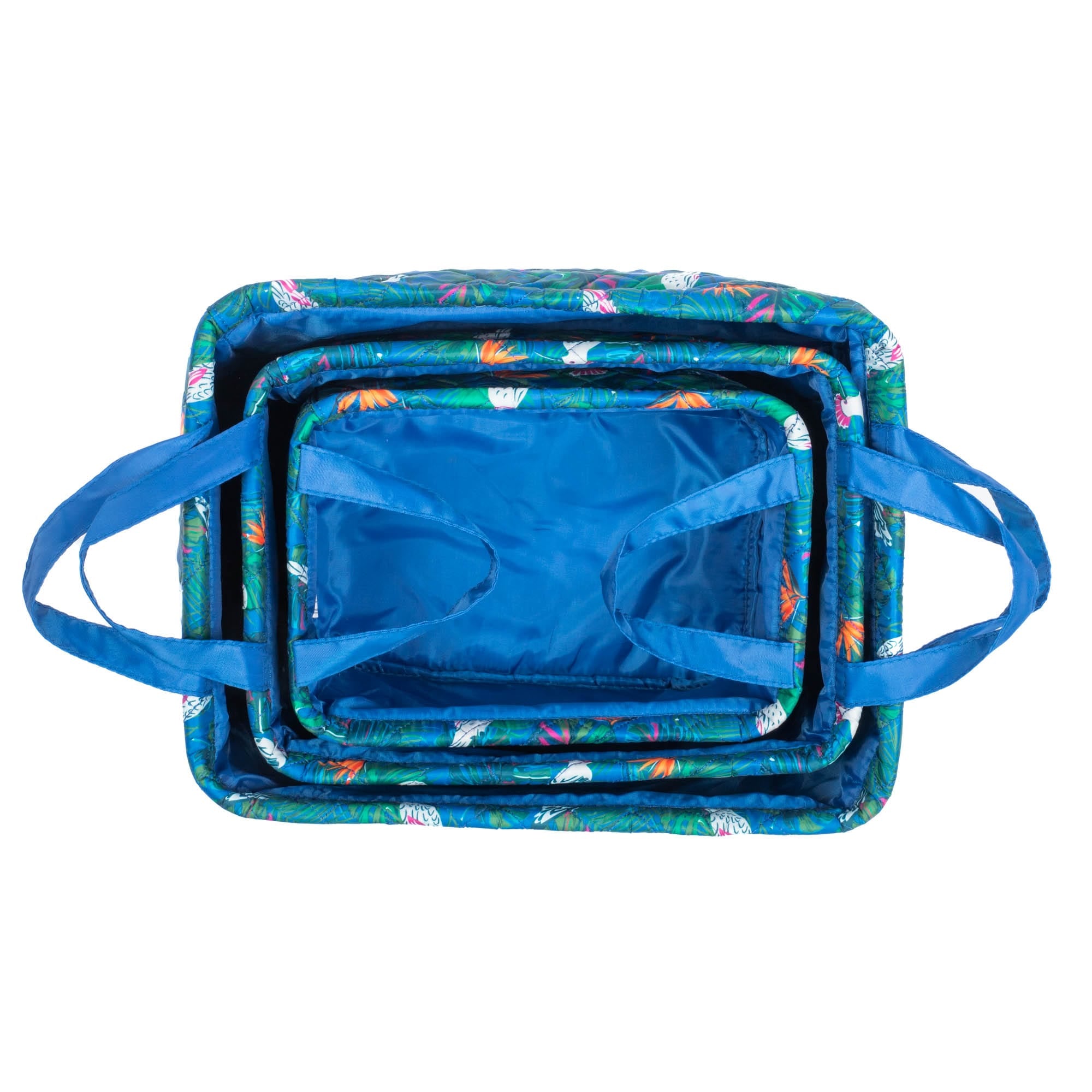 Crescendo 3pc Reversible Storage Bins - TROPICAL BIRDS BLUE - Crescendo_TropicalBirdsBlueBase_06