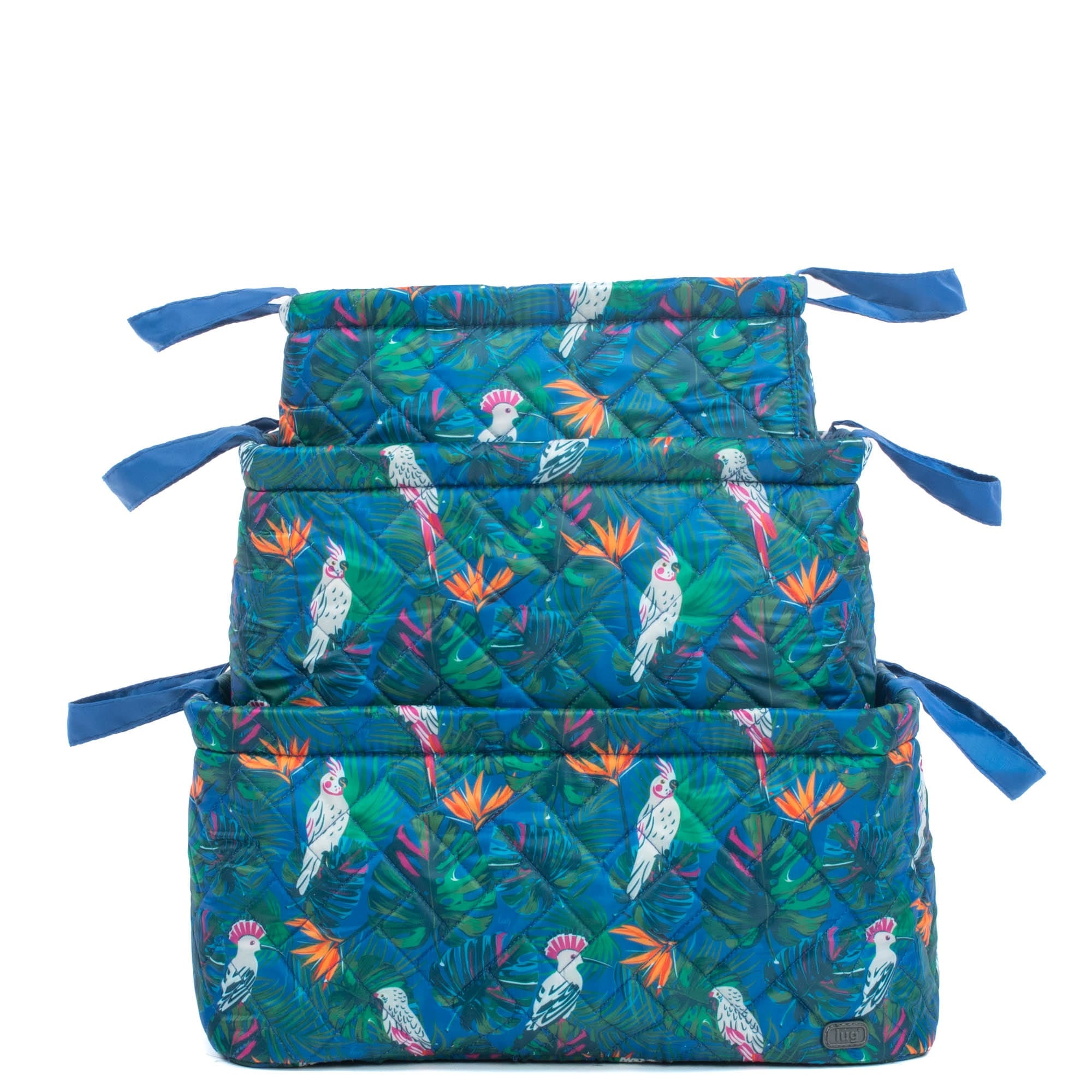 Crescendo 3pc Reversible Storage Bins - TROPICAL BIRDS BLUE - Crescendo_TropicalBirdsBlueBase_07