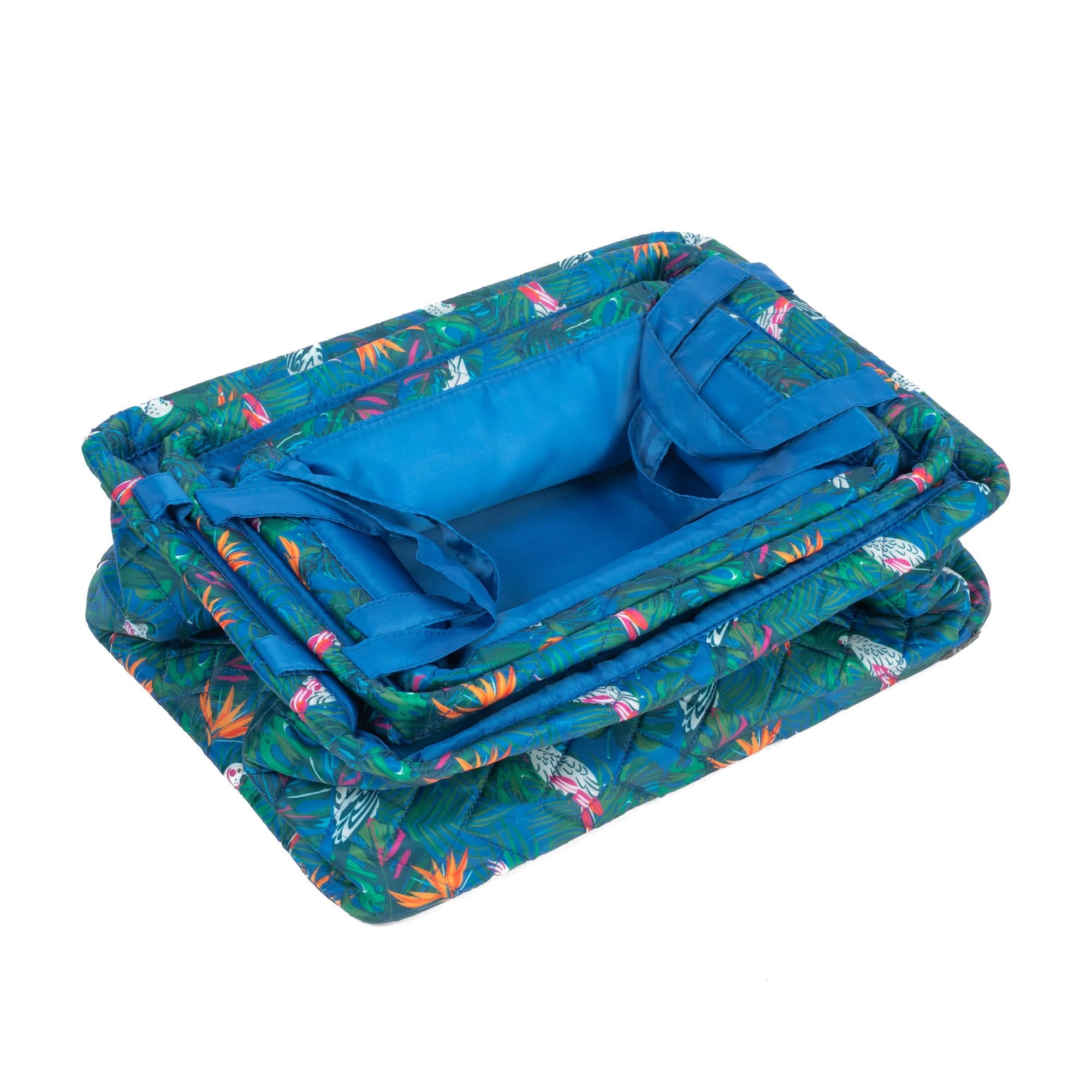 Crescendo 3pc Reversible Storage Bins - TROPICAL BIRDS BLUE - Crescendo_TropicalBirdsBlueBase_08