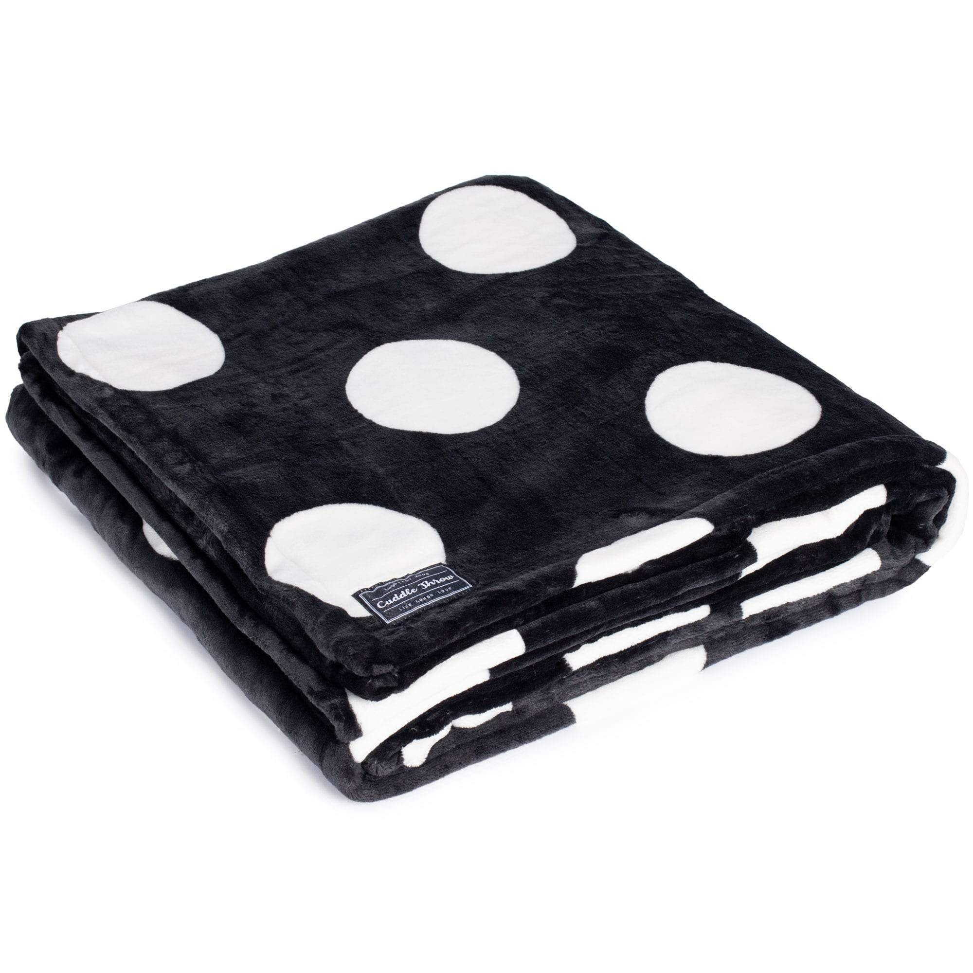 Cuddle Throw Blanket - BLACK LARGE DOT - CuddleThrow_BlackLgDot_02