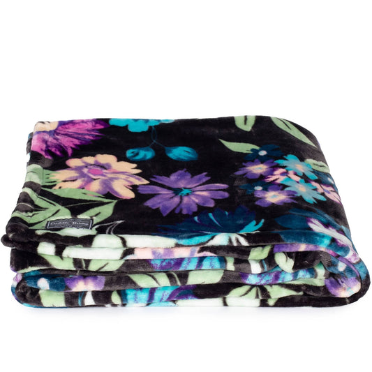 Cuddle Throw Blanket - BLOOM BLACK - CuddleThrow_BloomBlack_01