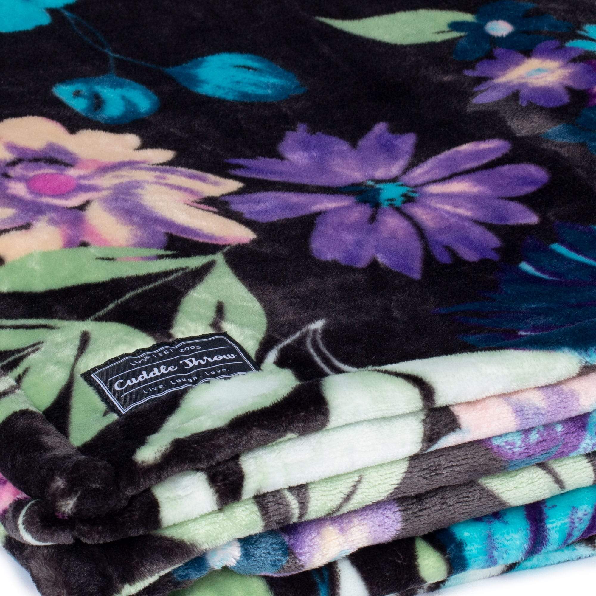 Cuddle Throw Blanket - BLOOM BLACK - CuddleThrow_BloomBlack_06