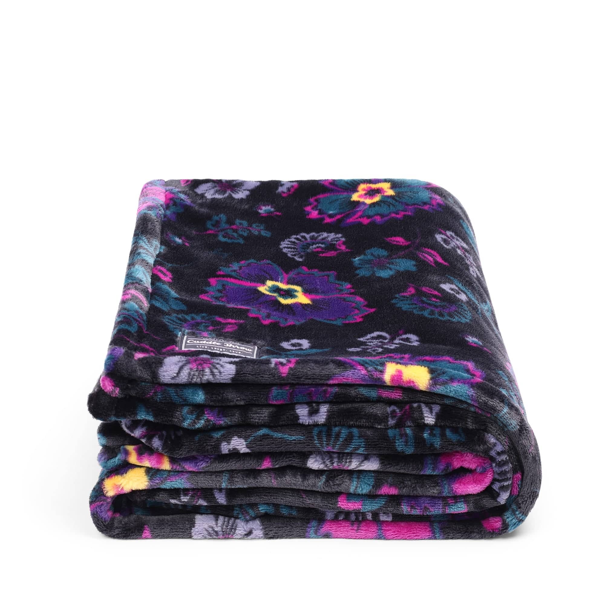 Cuddle Throw Blanket - BOHO FLORAL BLACK - CuddleThrow_BohoFloralBlack_01