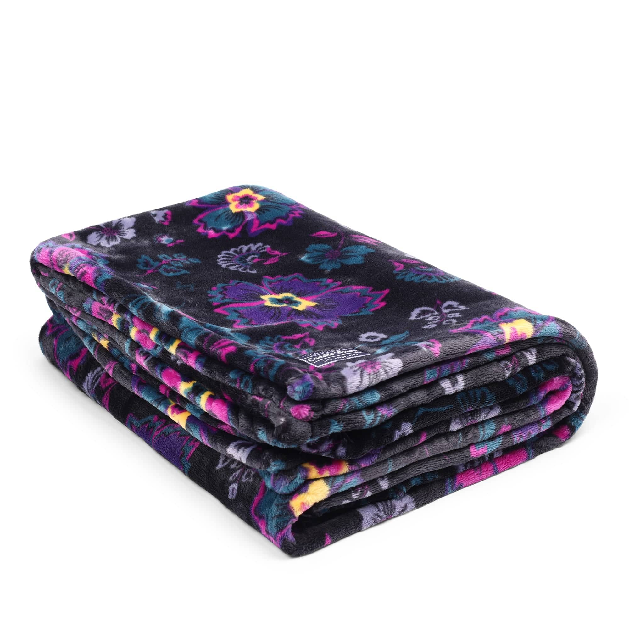 Cuddle Throw Blanket - BOHO FLORAL BLACK - CuddleThrow_BohoFloralBlack_02