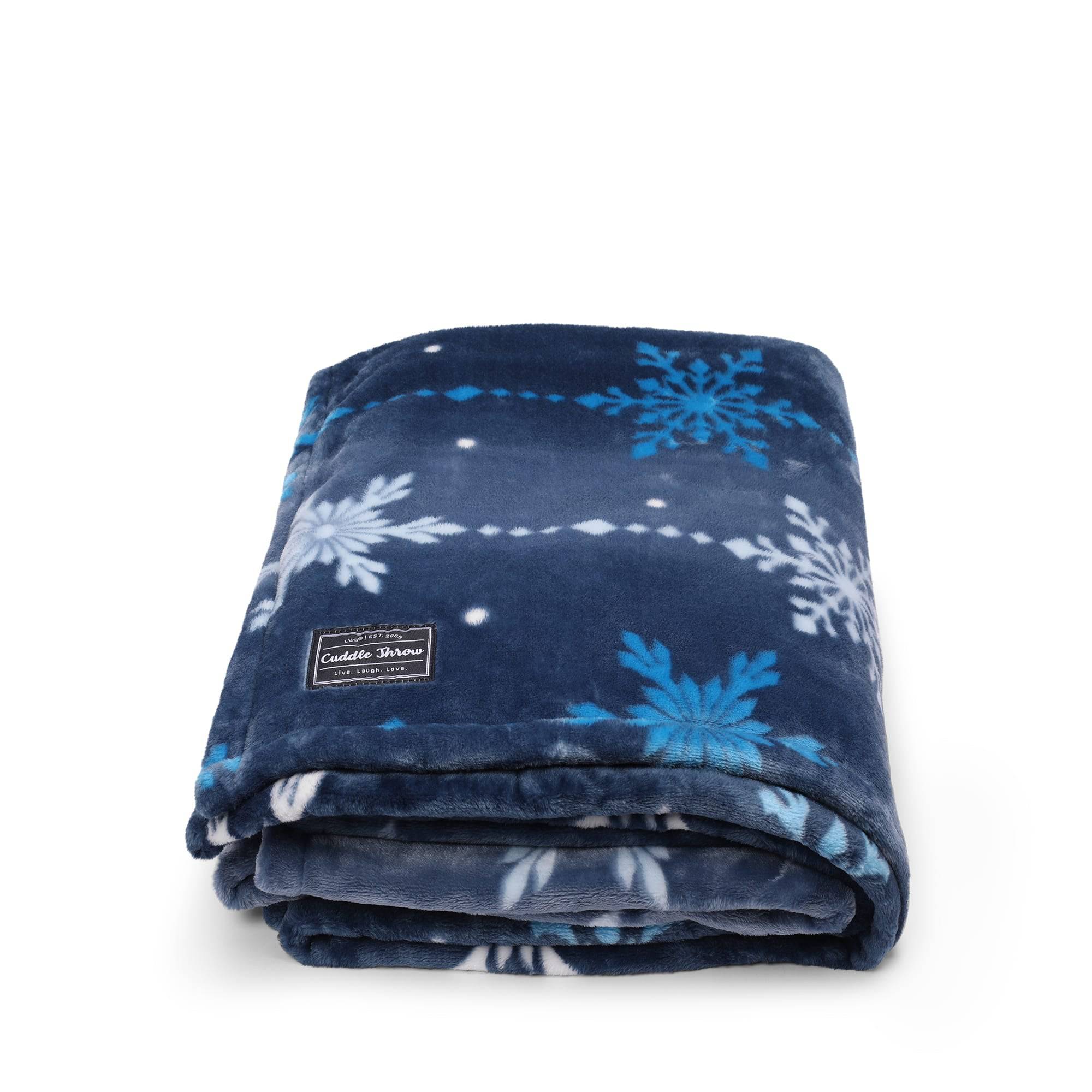 Cuddle Throw Blanket - SNOWFLAKE NAVY - CuddleThrow_SnowflakeNavy_01