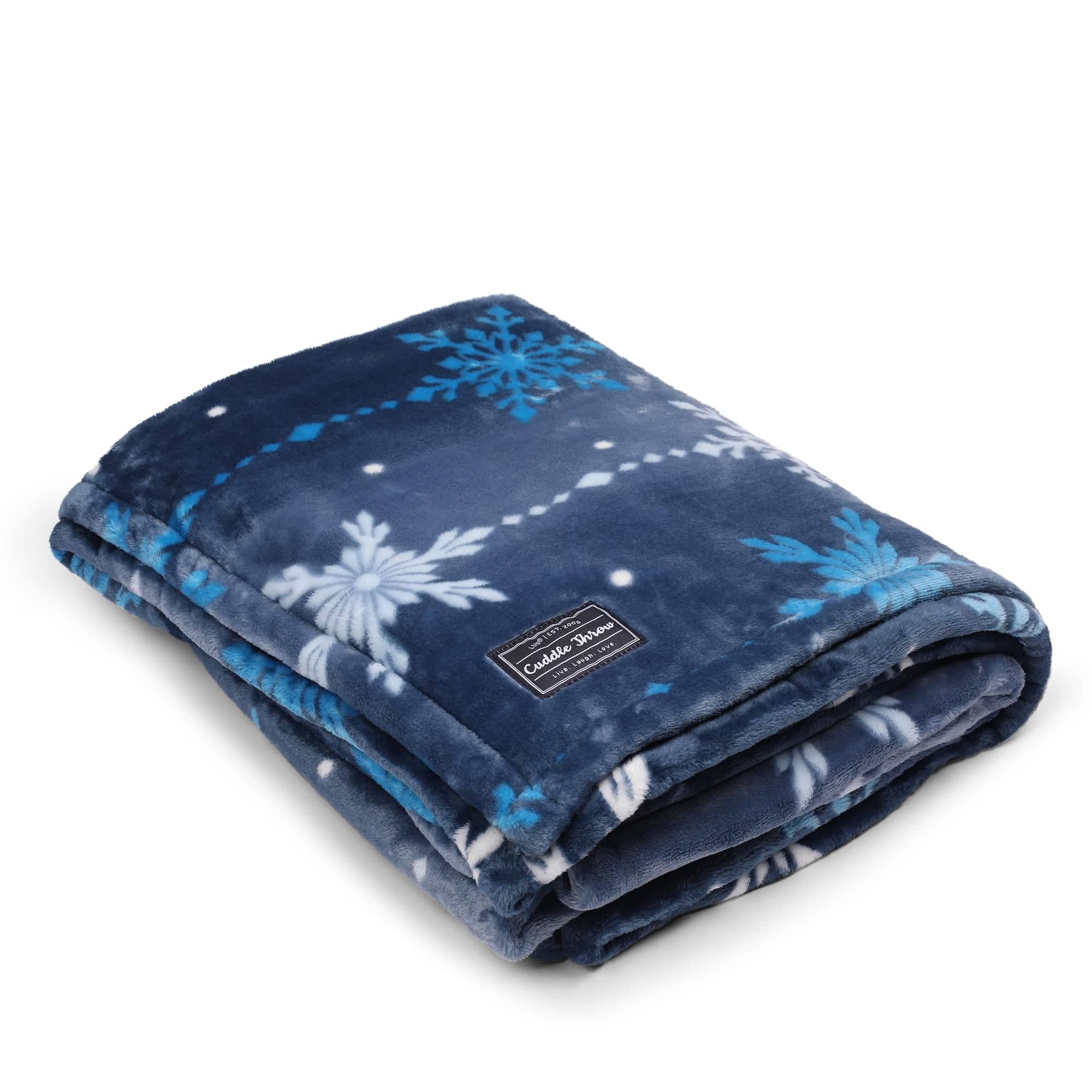 Cuddle Throw Blanket - SNOWFLAKE NAVY - CuddleThrow_SnowflakeNavy_02