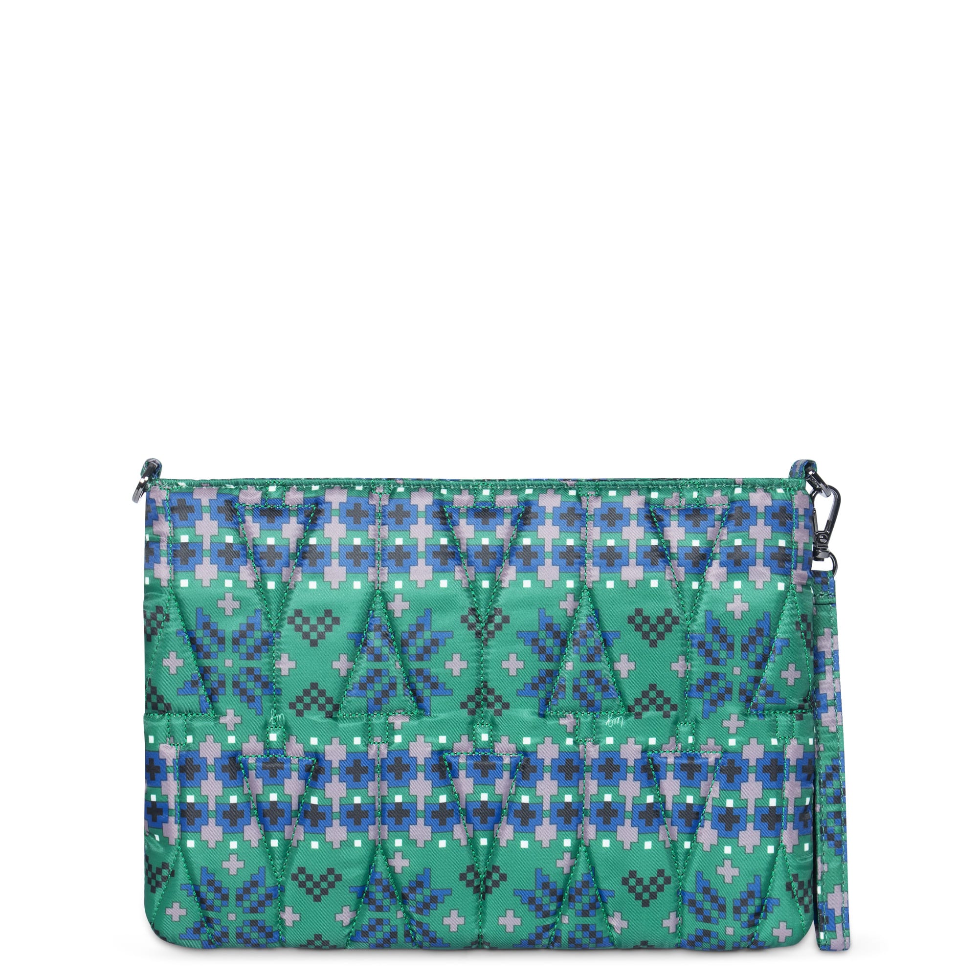 Washed Denim Mini Handbag with 2 Zip Compartments, Textured
