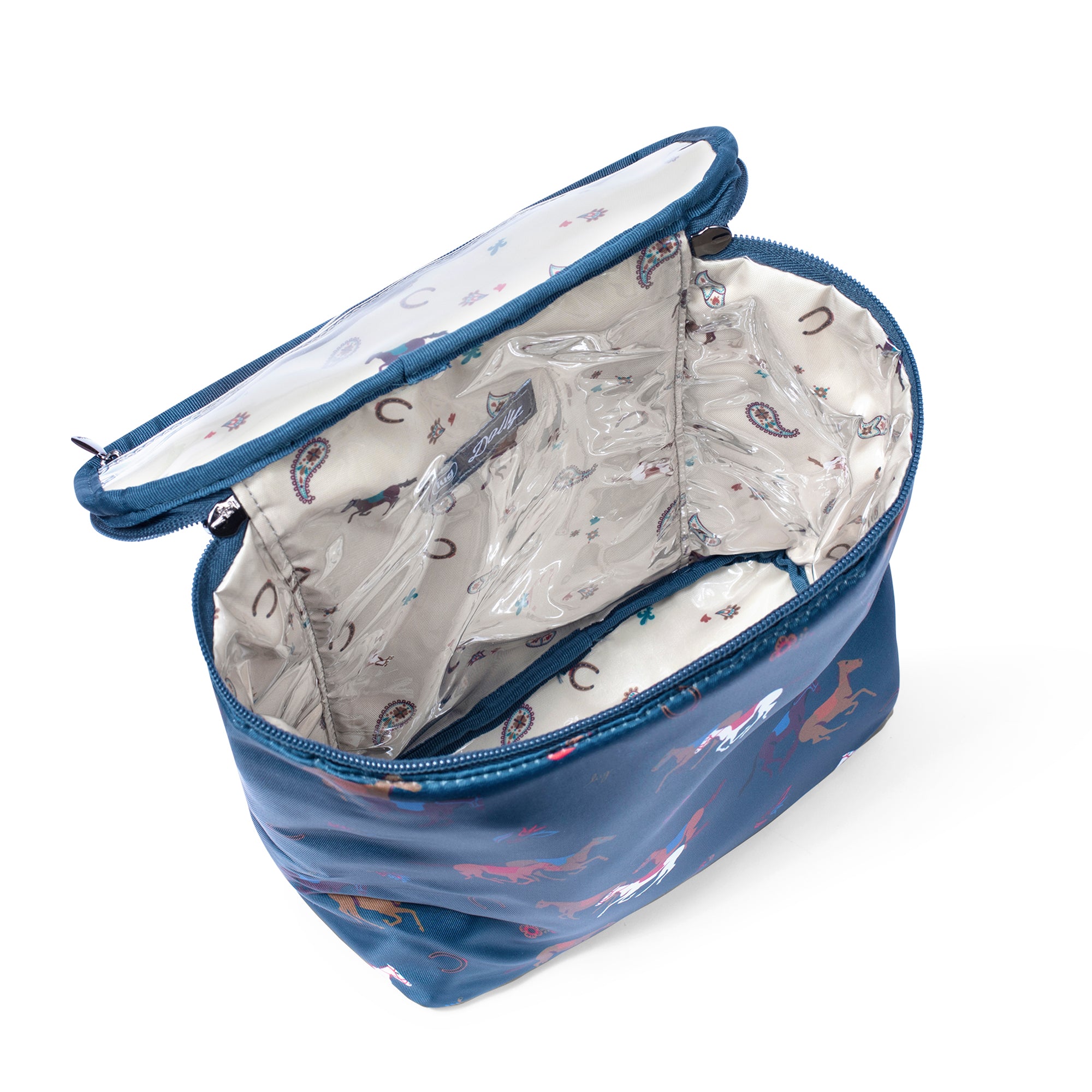 Dolly Cosmetic Case - HORSES NAVY - Dolly_HorseBlue_05
