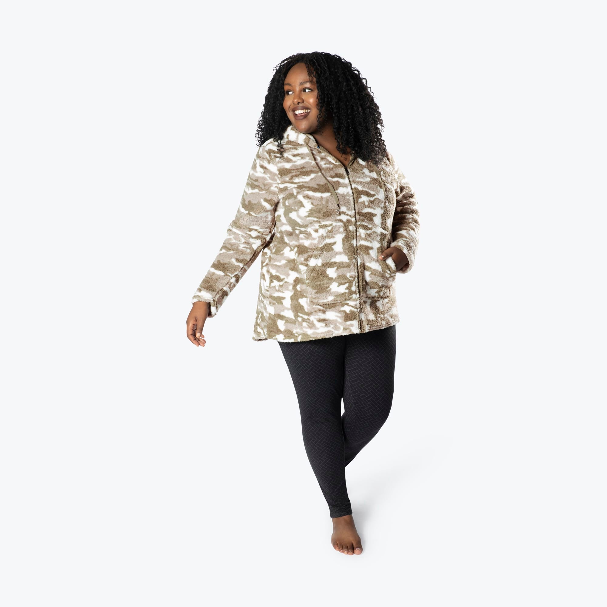 Echo Sherpa Zipper Cardigan - CAMO TAUPE - Echo_CamoTaupe_XL_01a