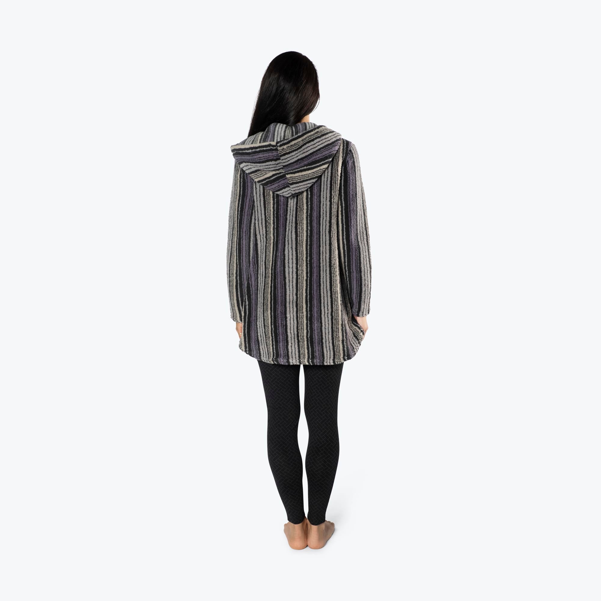 Echo Sherpa Zipper Cardigan - LOVE STRIPE BLACK - Echo_LoveStripeBlack_S_02