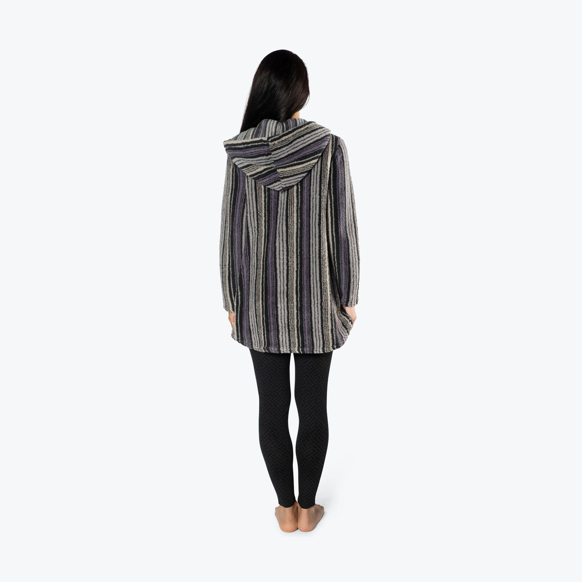 Echo Sherpa Zipper Cardigan - LOVE STRIPE BLACK - Echo_LoveStripeBlack_S_02