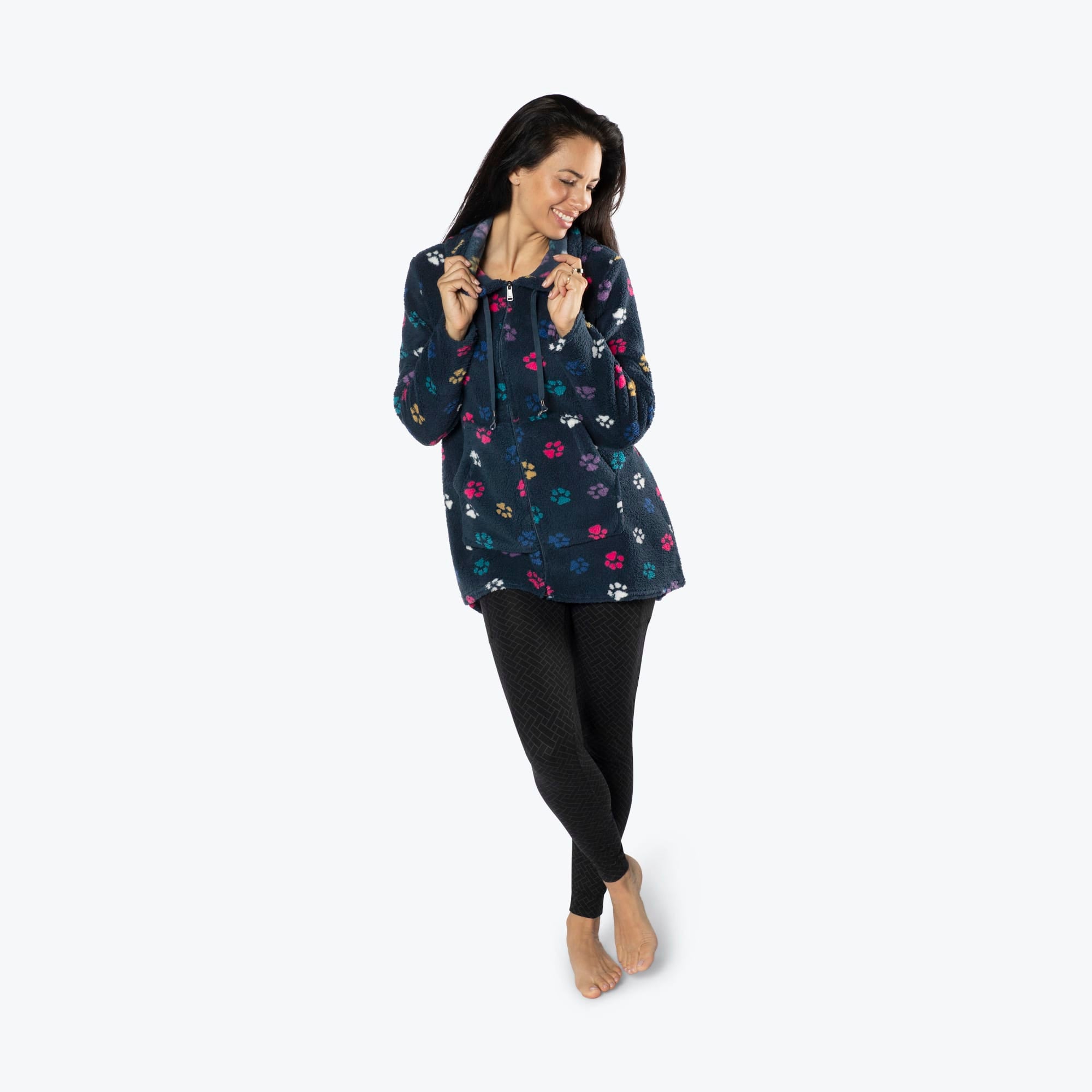Echo Sherpa Zipper Cardigan - PAWS NAVY - Echo_PawsNavy_S_01a