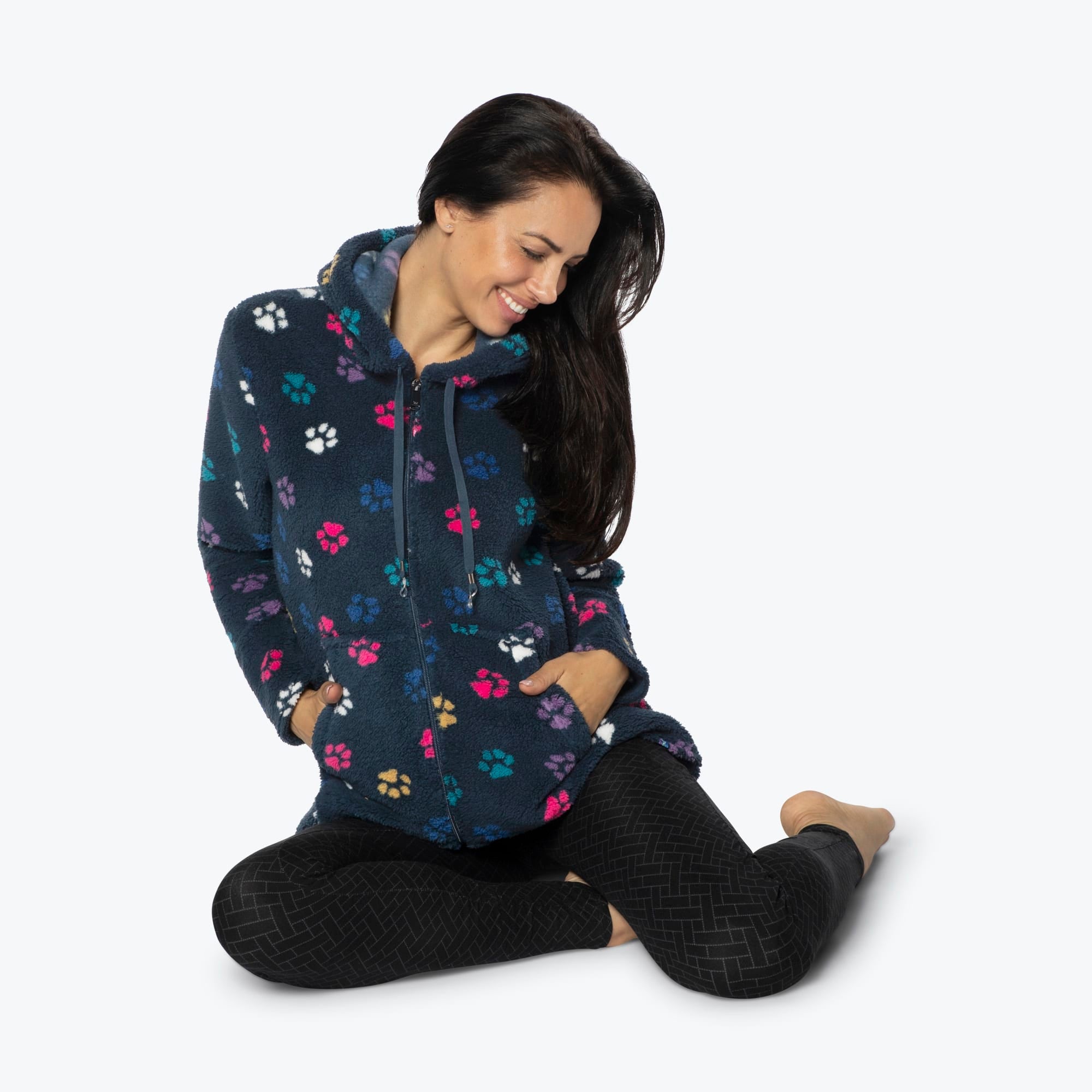 Echo Sherpa Zipper Cardigan - PAWS NAVY - Echo_PawsNavy_S_01b