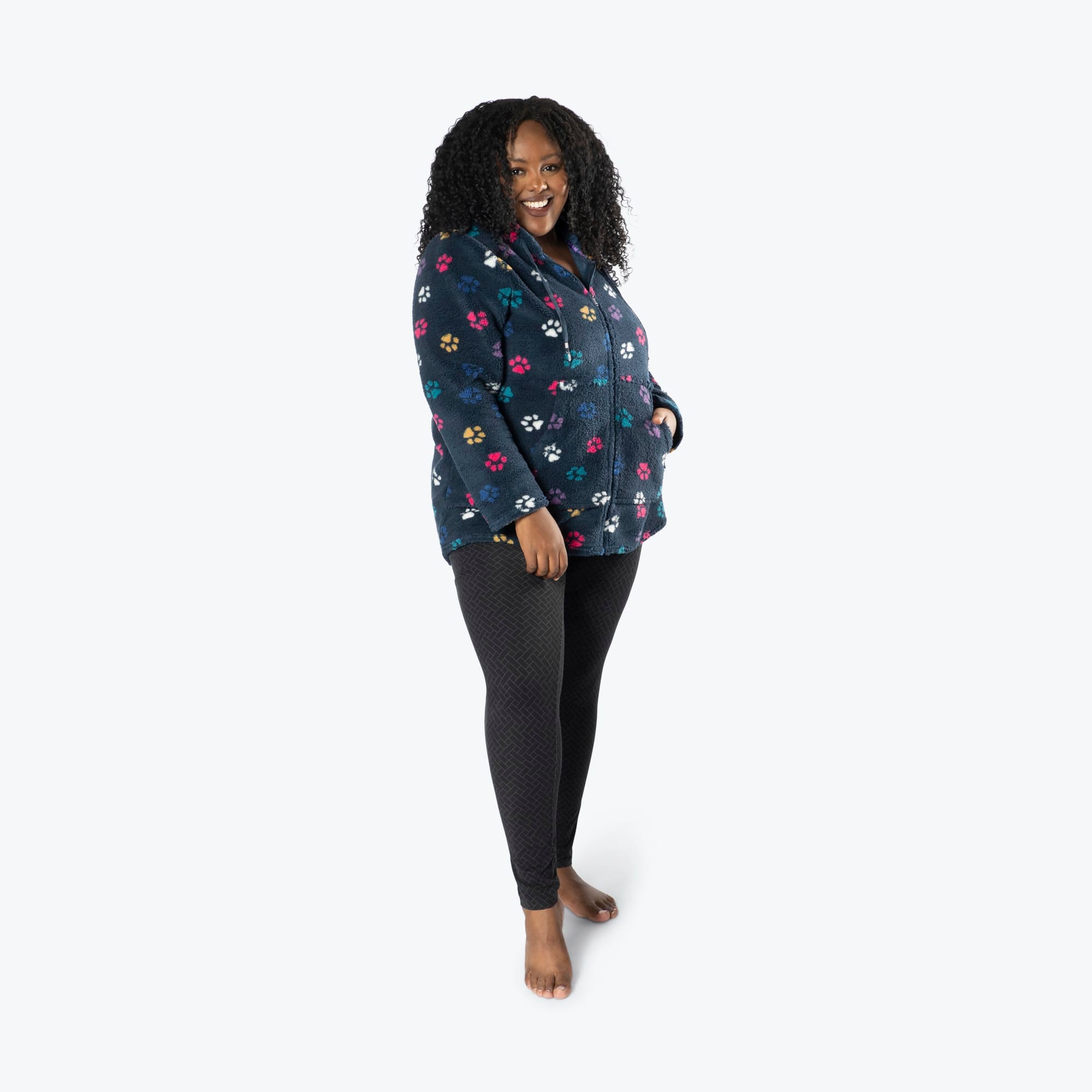 Echo Sherpa Zipper Cardigan - PAWS NAVY - Echo_PawsNavy_XL_01a