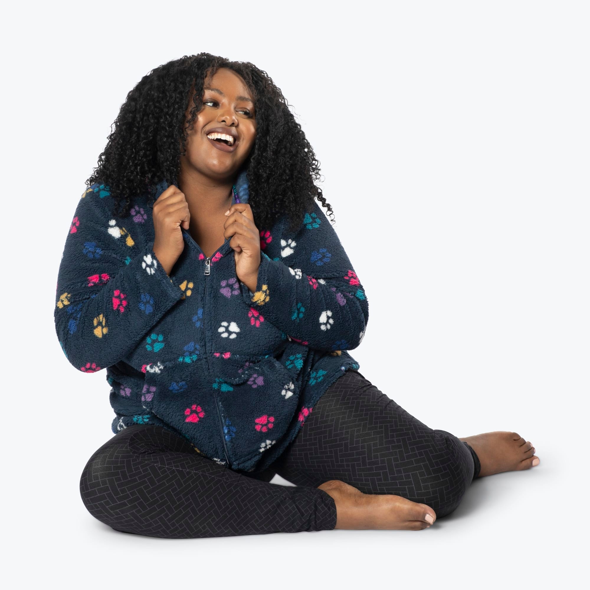 Echo Sherpa Zipper Cardigan - PAWS NAVY - Echo_PawsNavy_XL_01b