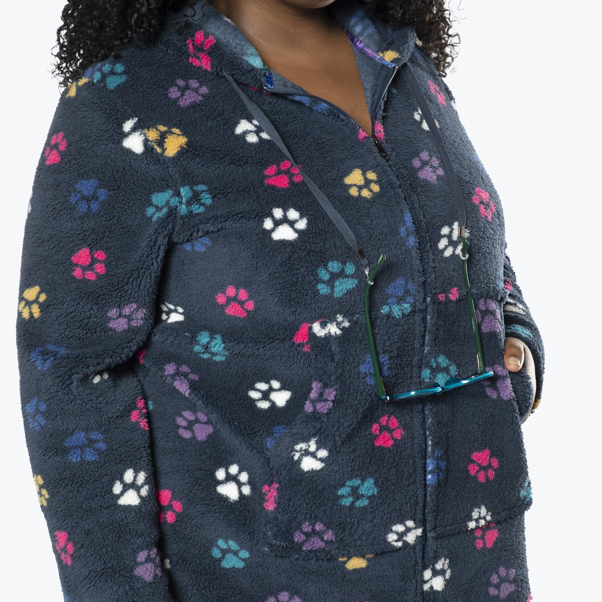 Echo Sherpa Zipper Cardigan - PAWS NAVY - Echo_PawsNavy_XL_04