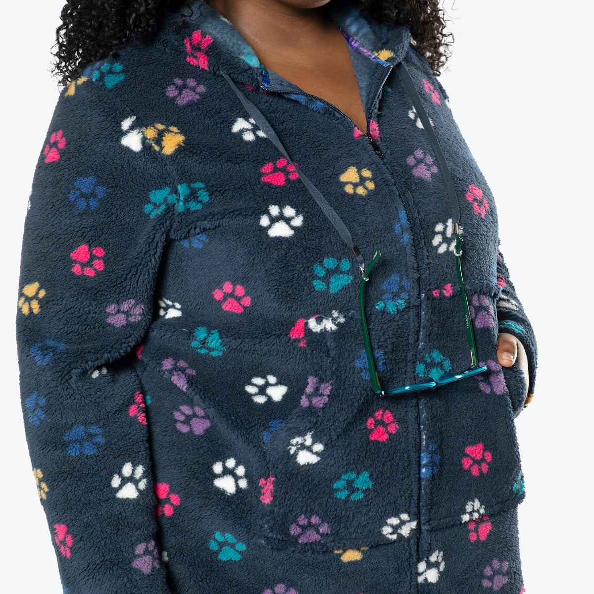 Echo Sherpa Zipper Cardigan - PAWS NAVY - Echo_PawsNavy_XL_04