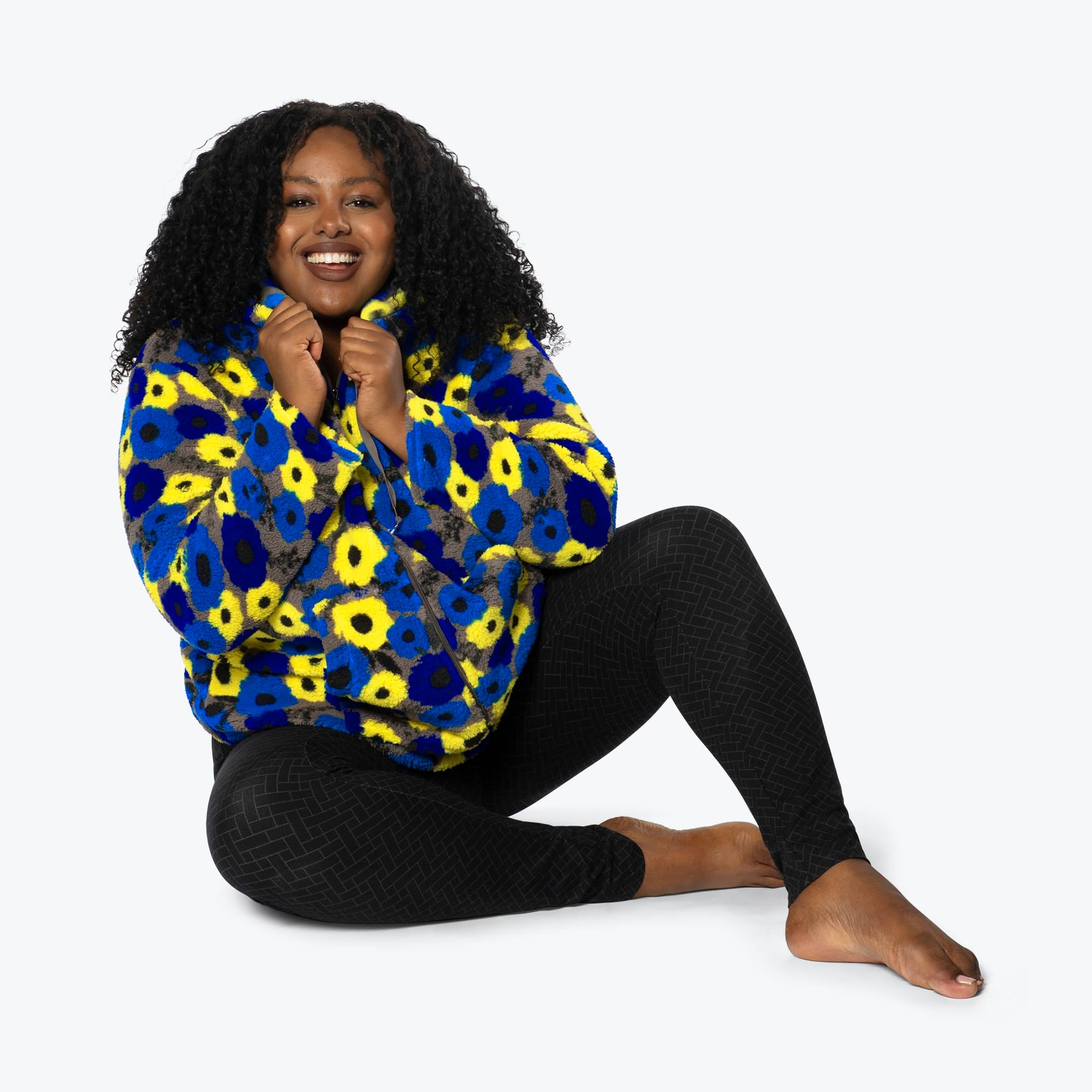 Echo Sherpa Zipper Cardigan - PEONY BLUE - Echo_PeonyBlue-XL_01b