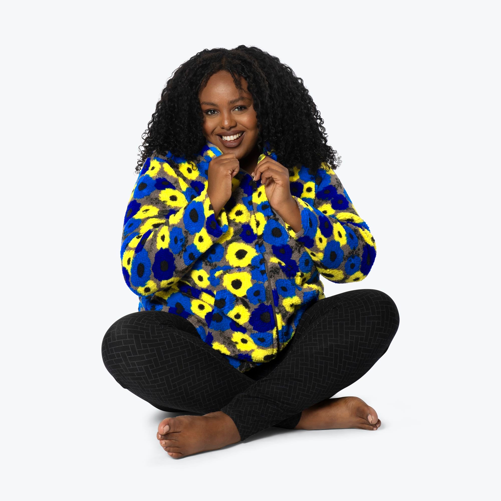 Echo Sherpa Zipper Cardigan - PEONY BLUE - Echo_PeonyBlue-XL_01c