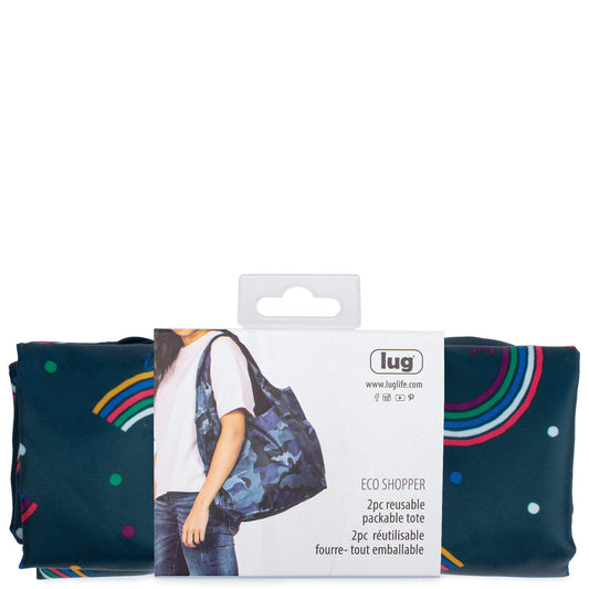 Eco Shopper Packable 2pc Tote Bags - RAINBOW NAVY - EcoShopper2pc_RainbowNavy_01