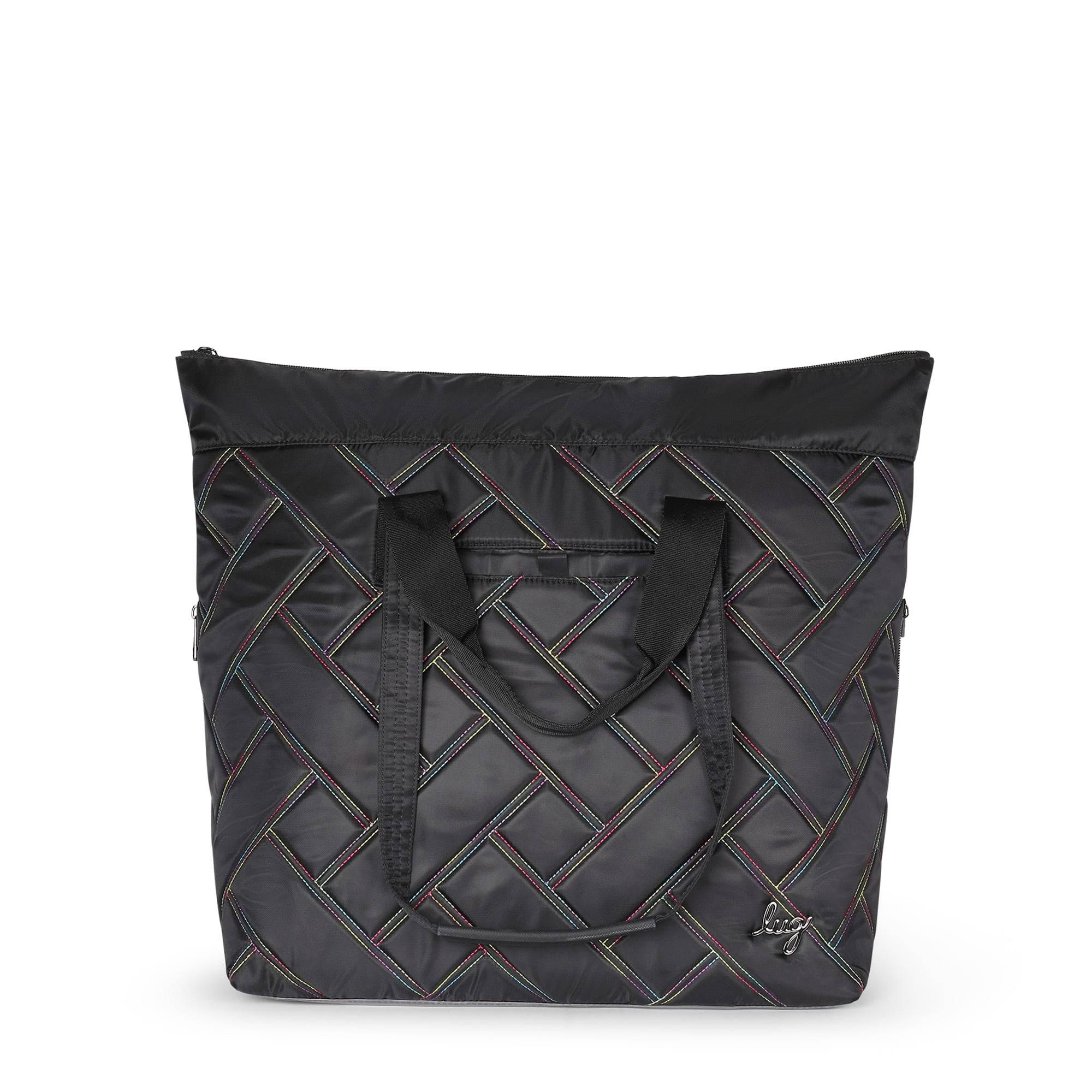 Ferry XL Expandable Carry-All Tote Bag - BLACK RAINBOW STITCH - FerryXL_BlackRainbowStitch