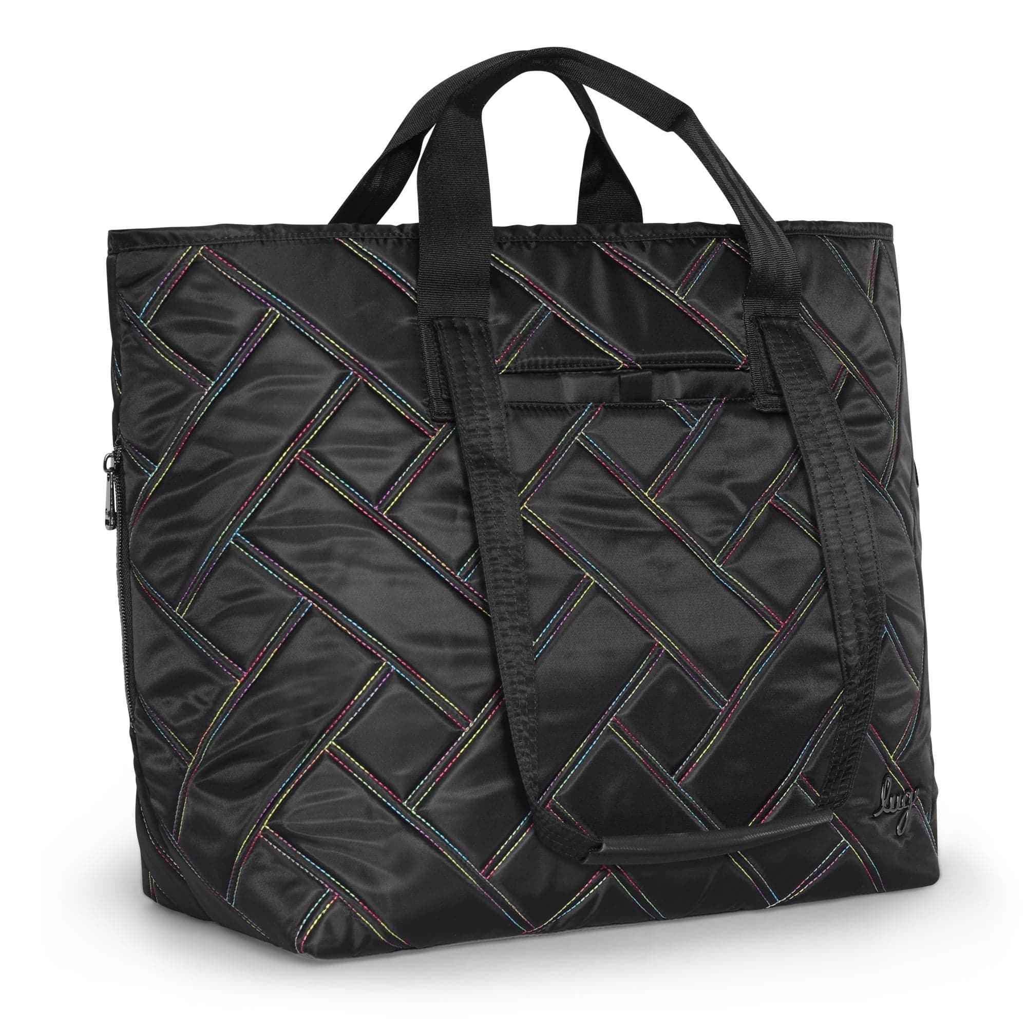 Ferry XL Expandable Carry-All Tote Bag - BLACK RAINBOW STITCH - Ferry_BlackRainbowStitch_02