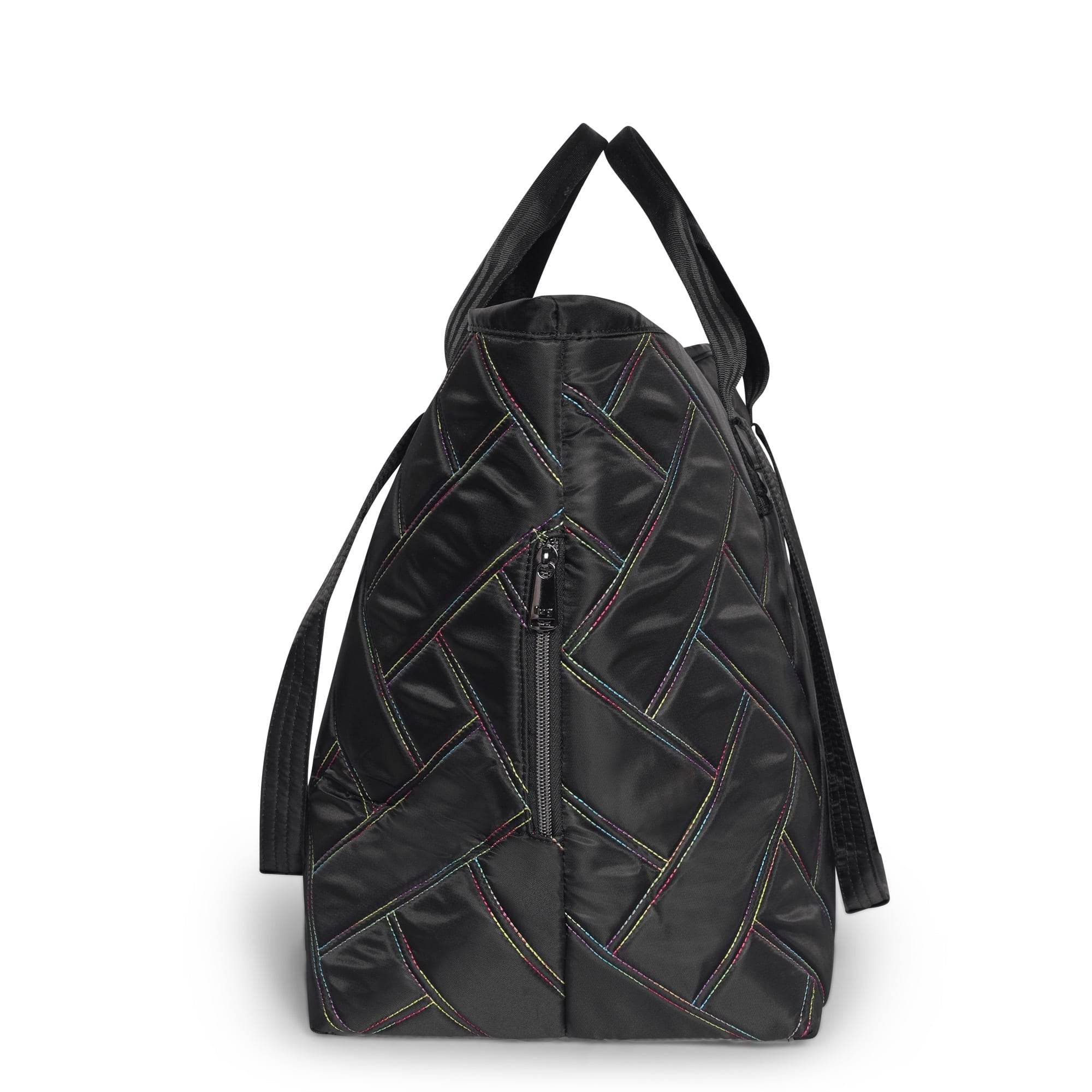 Ferry XL Expandable Carry-All Tote Bag - BLACK RAINBOW STITCH - Ferry_BlackRainbowStitch_03