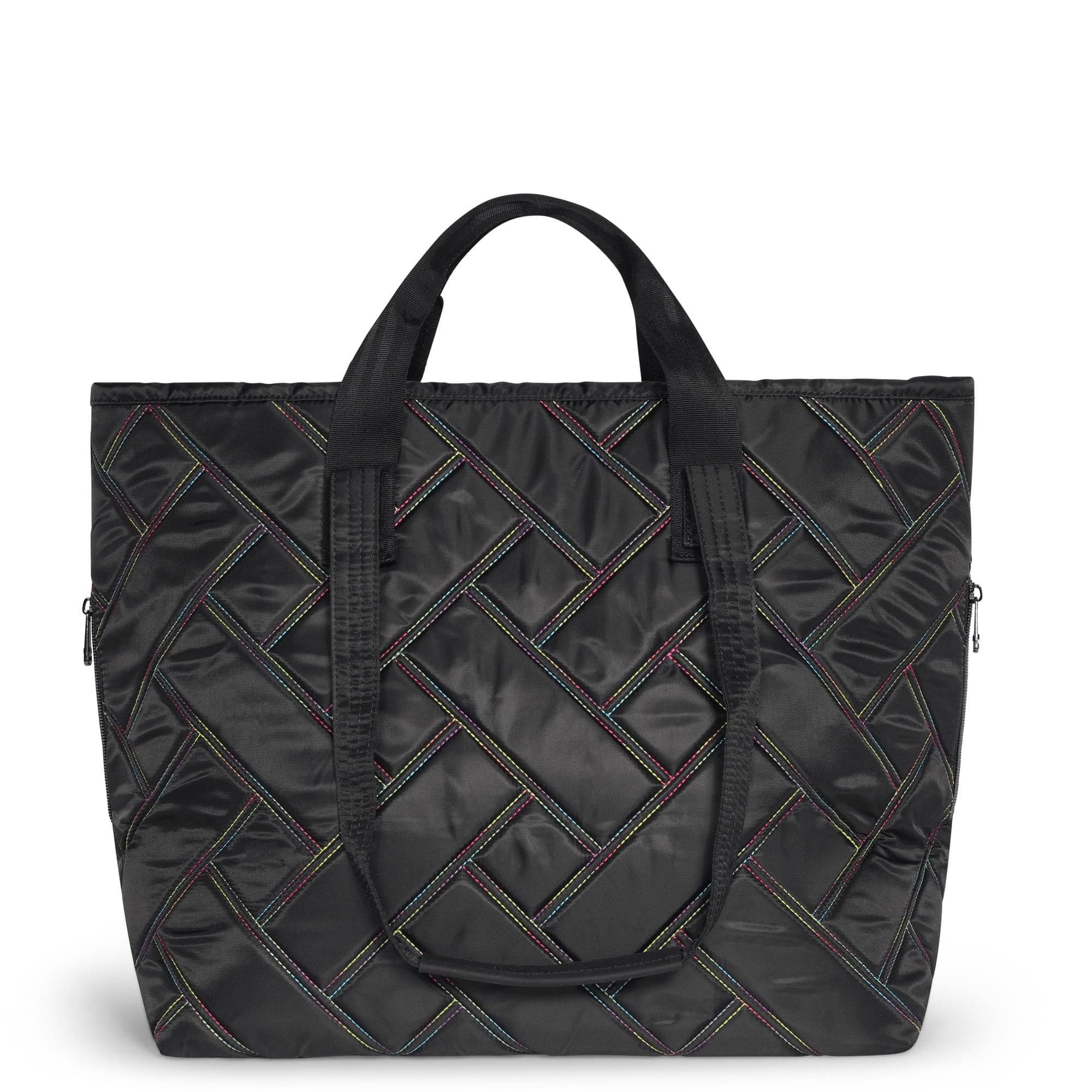Ferry XL Expandable Carry-All Tote Bag - BLACK RAINBOW STITCH - Ferry_BlackRainbowStitch_04