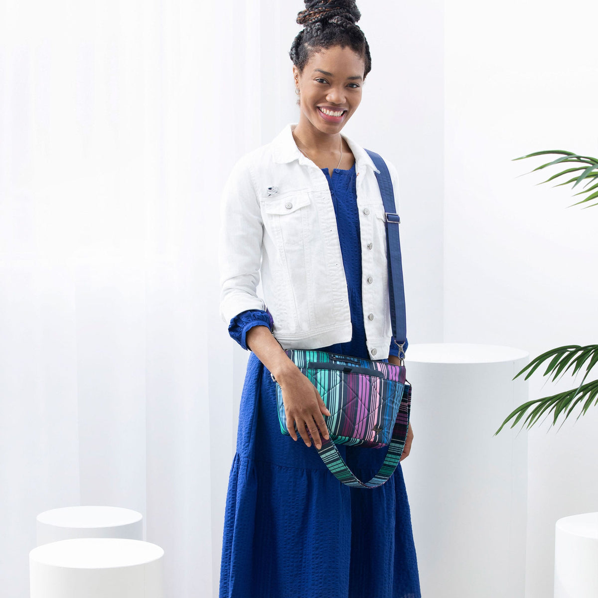 Flare 2 Crossbody Bag - LOVE STRIPE MULTI - Flare-2_LoveStraps_Model
