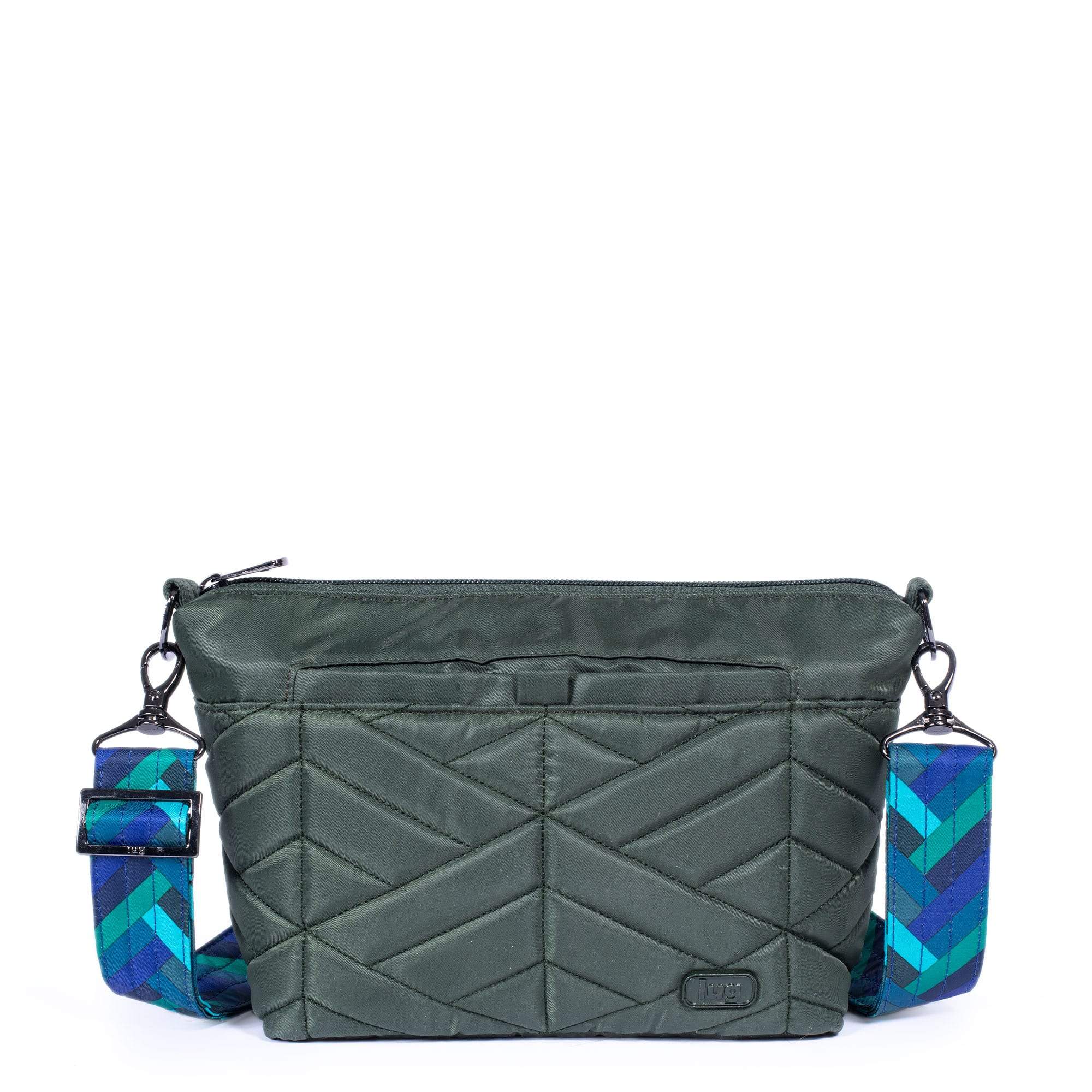 Flare Crossbody Bag - OLIVE GREEN HERRINGBONE AQUA STRAP - Flare_OLIVEGREENHERRINGBONEAQUASTRAP_01_35068a22-21d6-419f-abce-856ff0dd95b4