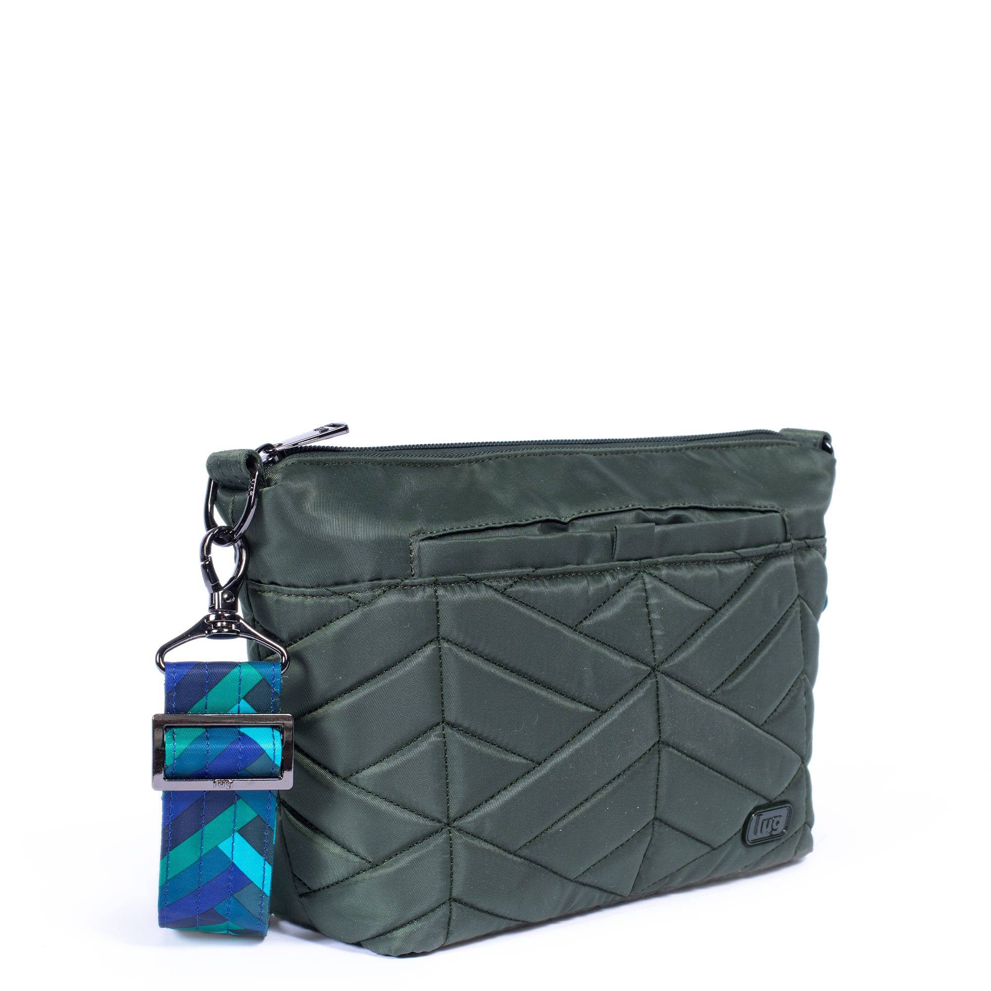 Flare Crossbody Bag - OLIVE GREEN HERRINGBONE AQUA STRAP - Flare_OLIVEGREENHERRINGBONEAQUASTRAP_02