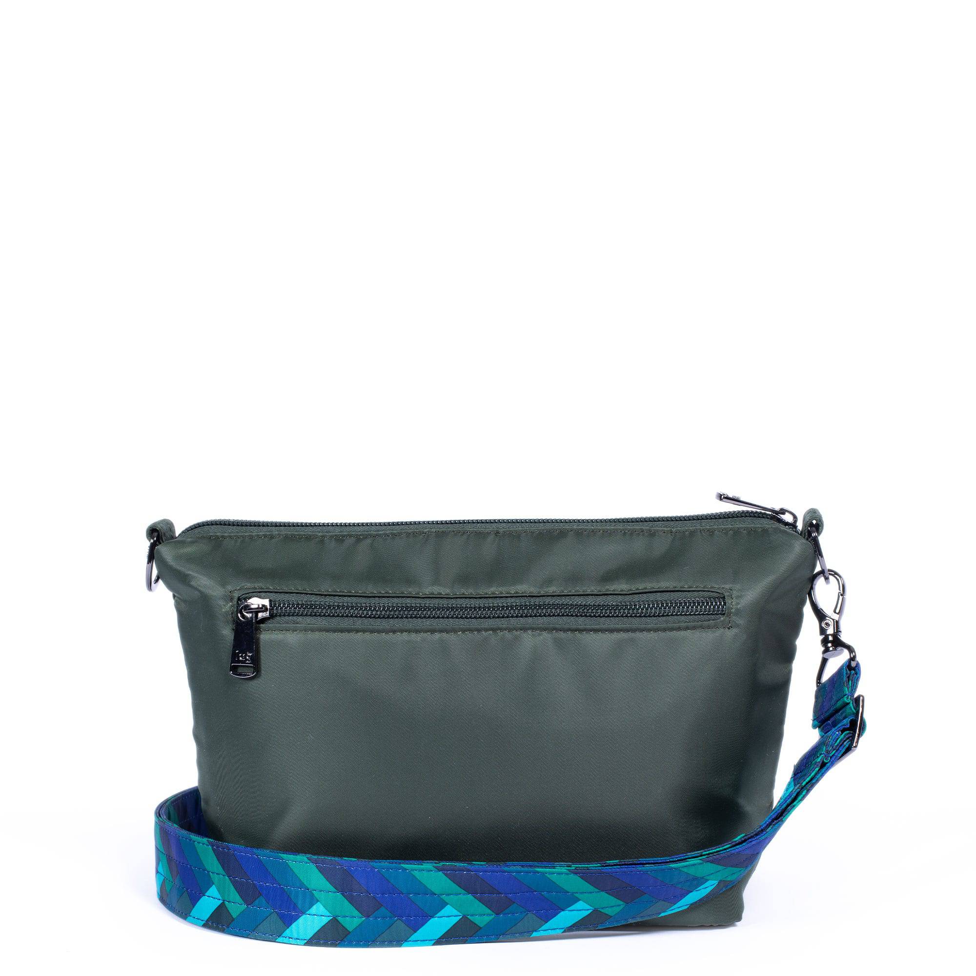 Flare Crossbody Bag - OLIVE GREEN HERRINGBONE AQUA STRAP - Flare_OLIVEGREENHERRINGBONEAQUASTRAP_04