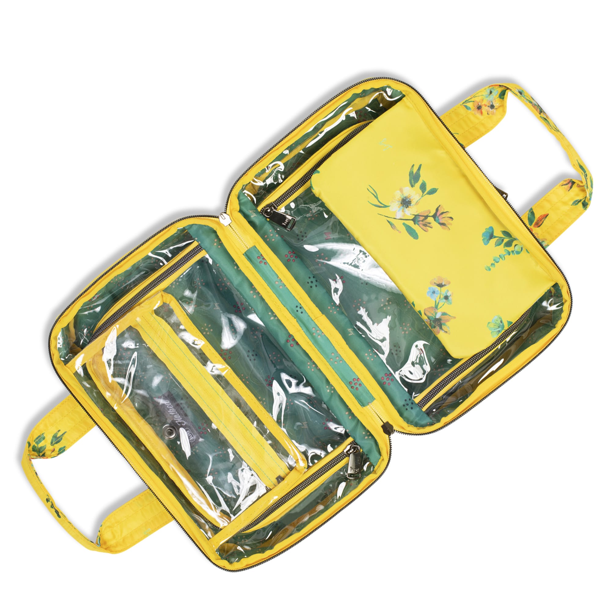 Flatbed Deluxe Cosmetic Case - BOUQUET YELLOW - Flatbed_BouquetYellow_05