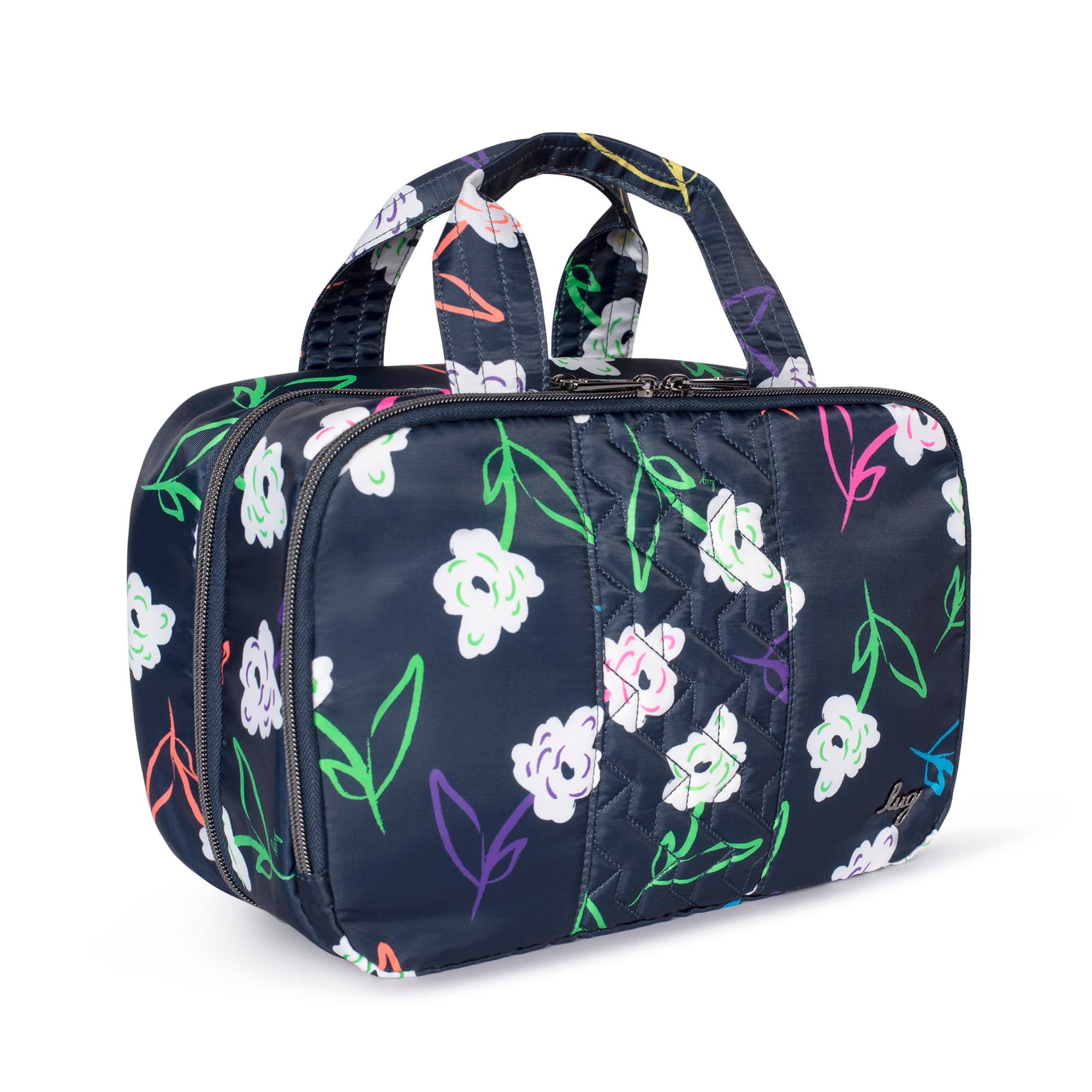 Flatbed Deluxe Cosmetic Case - BRIGHT FLORAL - Flatbed_BrightFloral_02